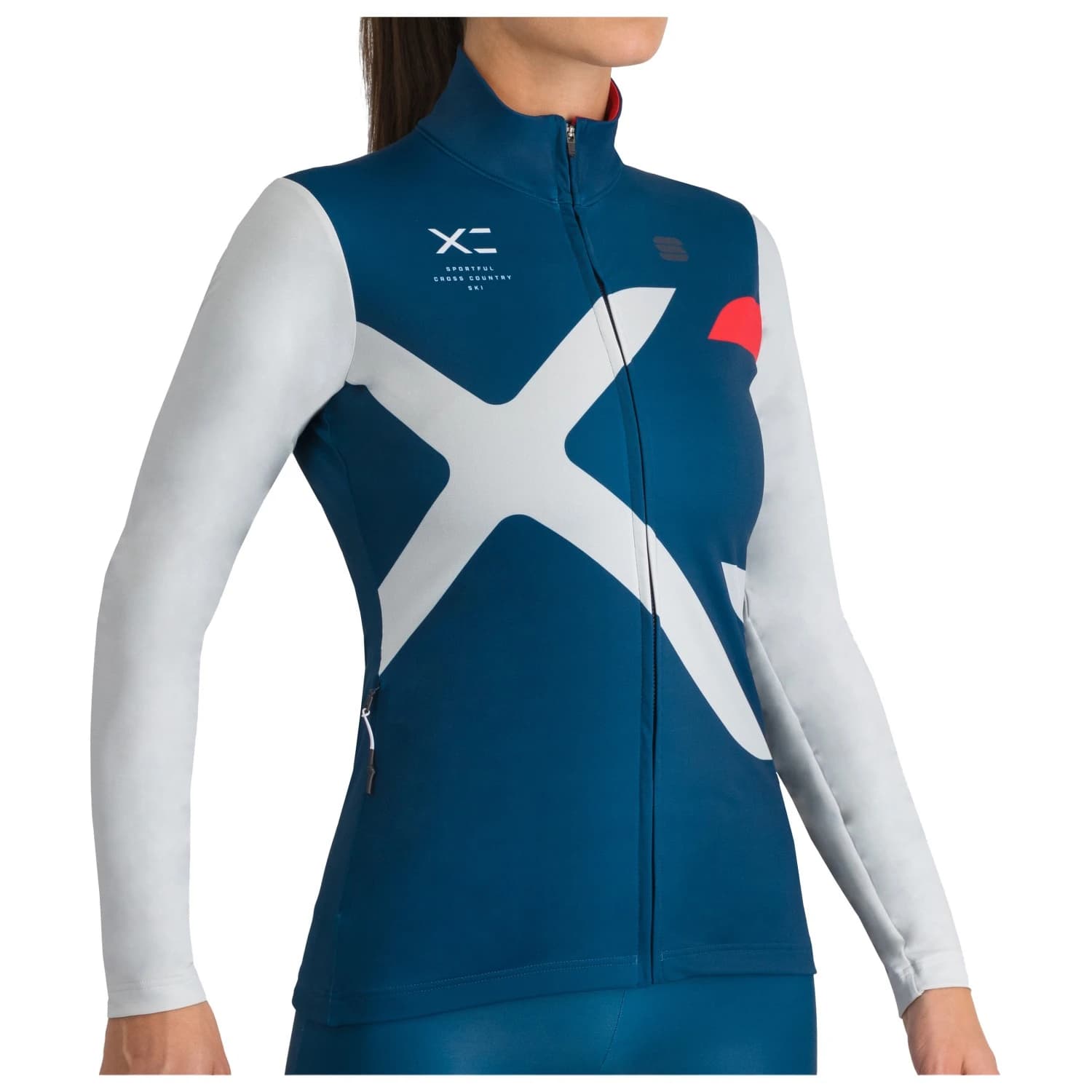 Дамско яке за ски бягане Sportful Women's Squadra Jersey Cross-country ski jacket - Teal Blue / Ice