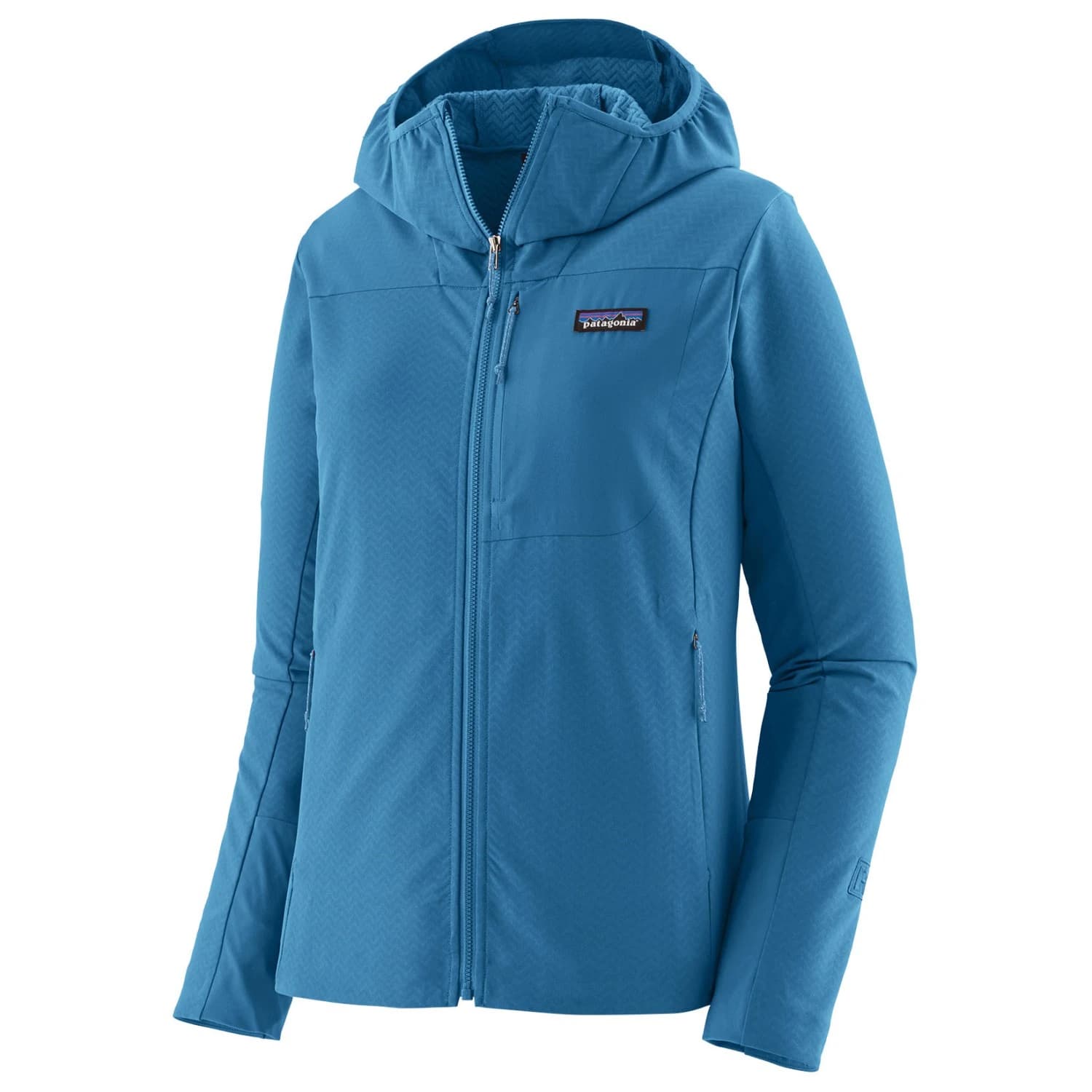 Дамско софтшел яке Patagonia Women's R1 Crossstrata Hoody Softshell jacket - Aquatic Blue