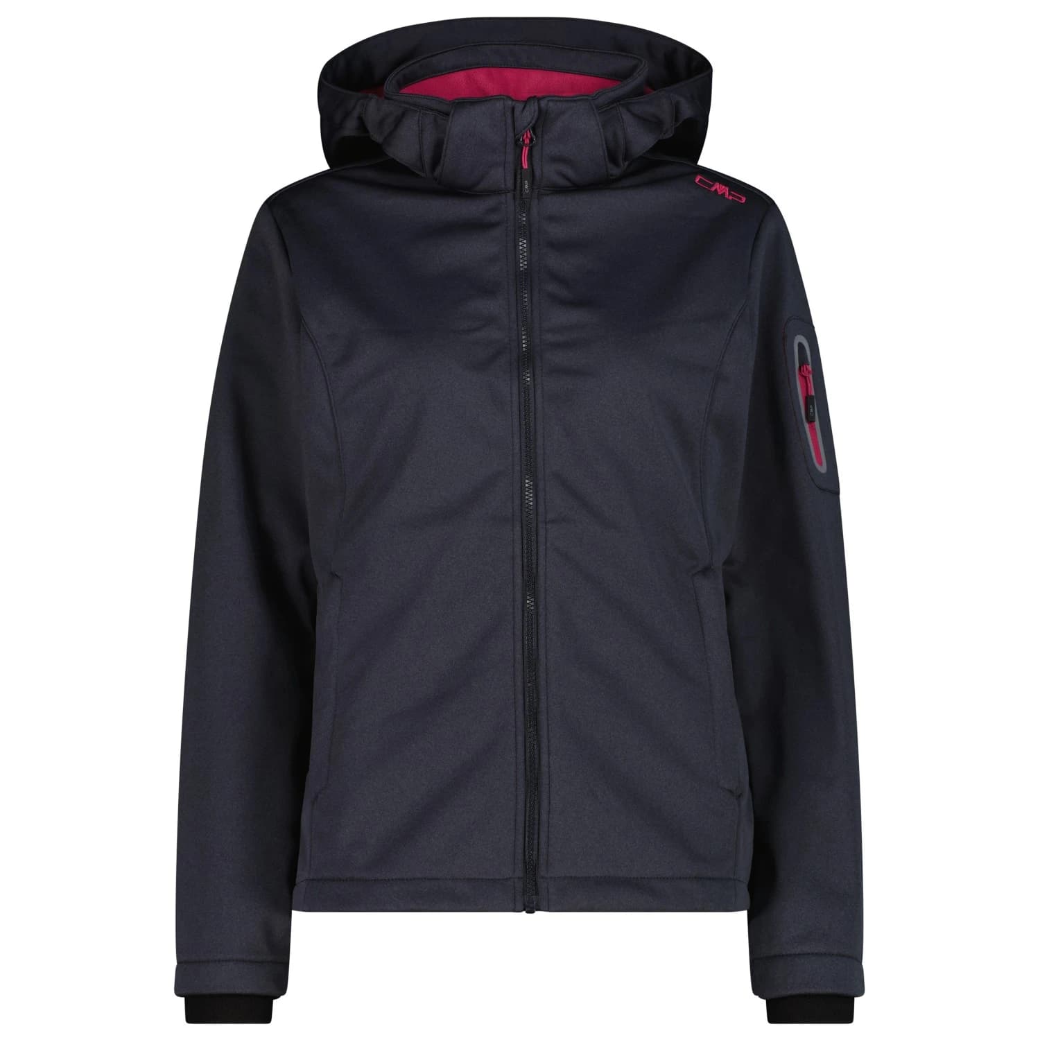 Дамско софтшел яке CMP Women's Jacket Zip Hood 39A5006M Softshell jacket - Titanio Melange / Amaranto