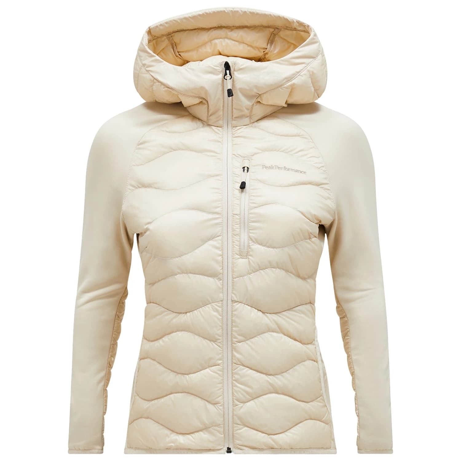 Дамско пухено яке Peak performance Women's Helium Down Hybrid Hood Down jacket - Sand Fog