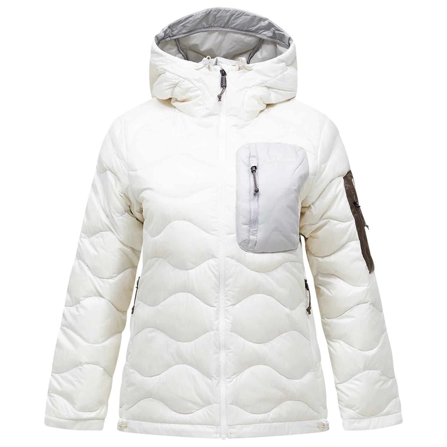 Дамско пухено яке Peak Performance Women's Helium Utility Down Hood Down jacket - Offwhite / Antarctica