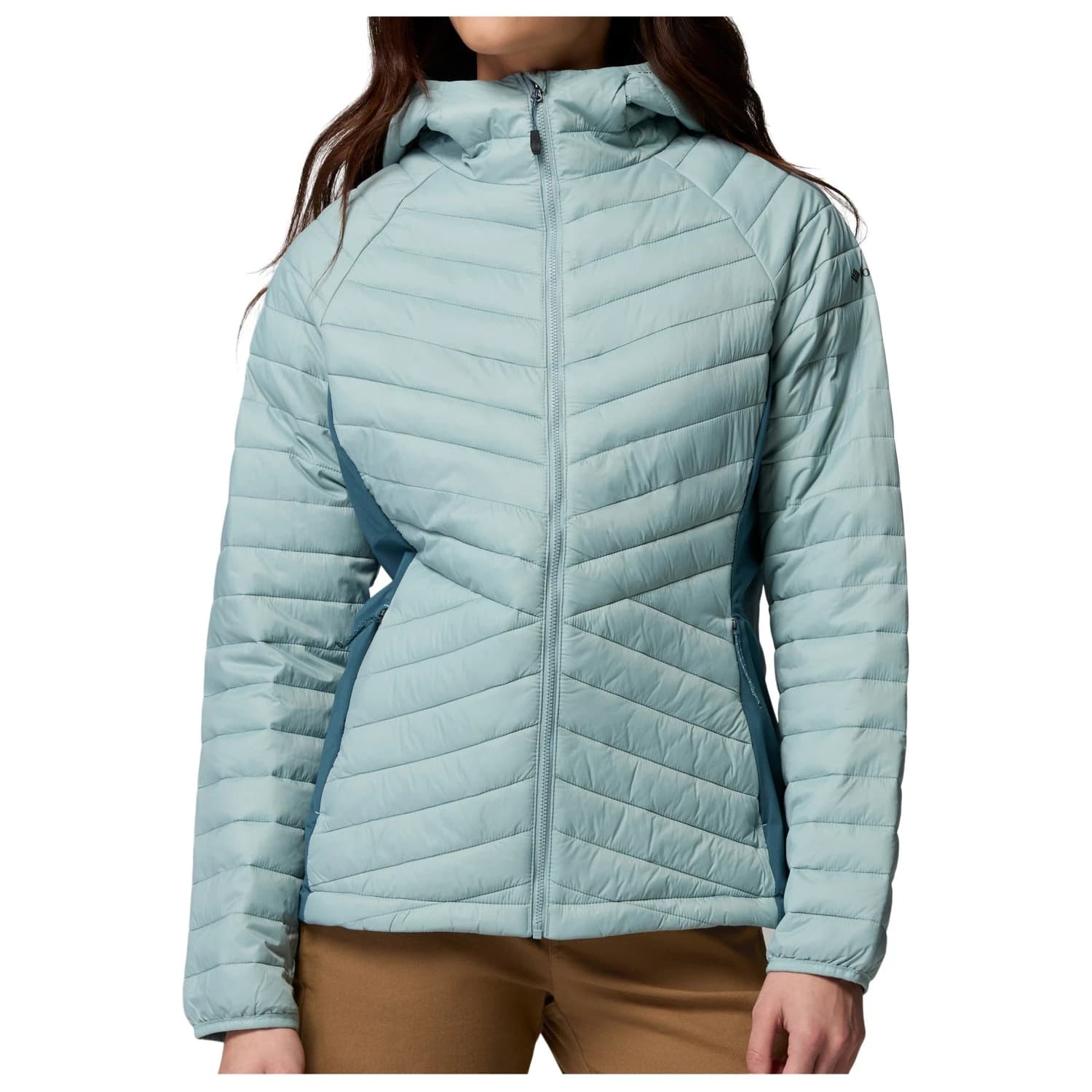 Дамско синтетично яке Columbia Women's Powder Pass III Hybrid Hooded Jacket Synthetic jacket - Crushed Blue / Everblue