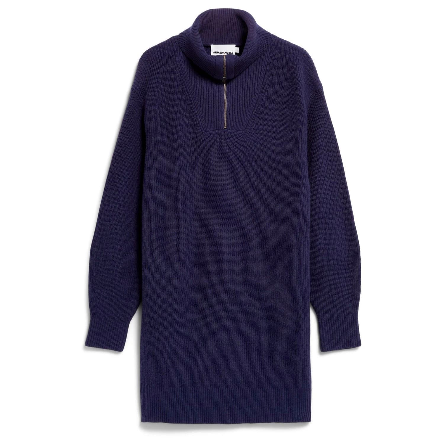Дамско зимно яке ARMEDANGELS Women's Troyer Rib Knit Dress Dress - Tinted Navy