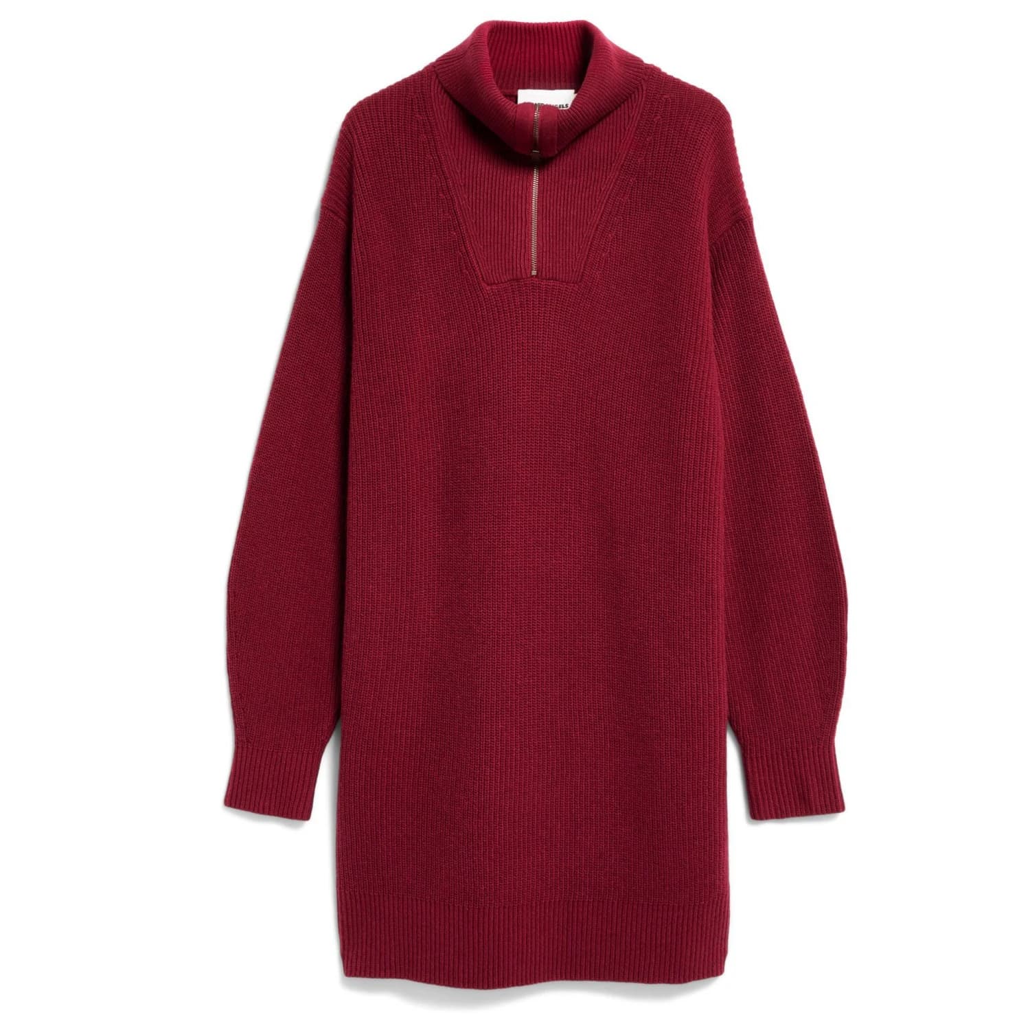 Дамско зимно яке ARMEDANGELS Women's Troyer Rib Knit Dress Dress - Velvet Red