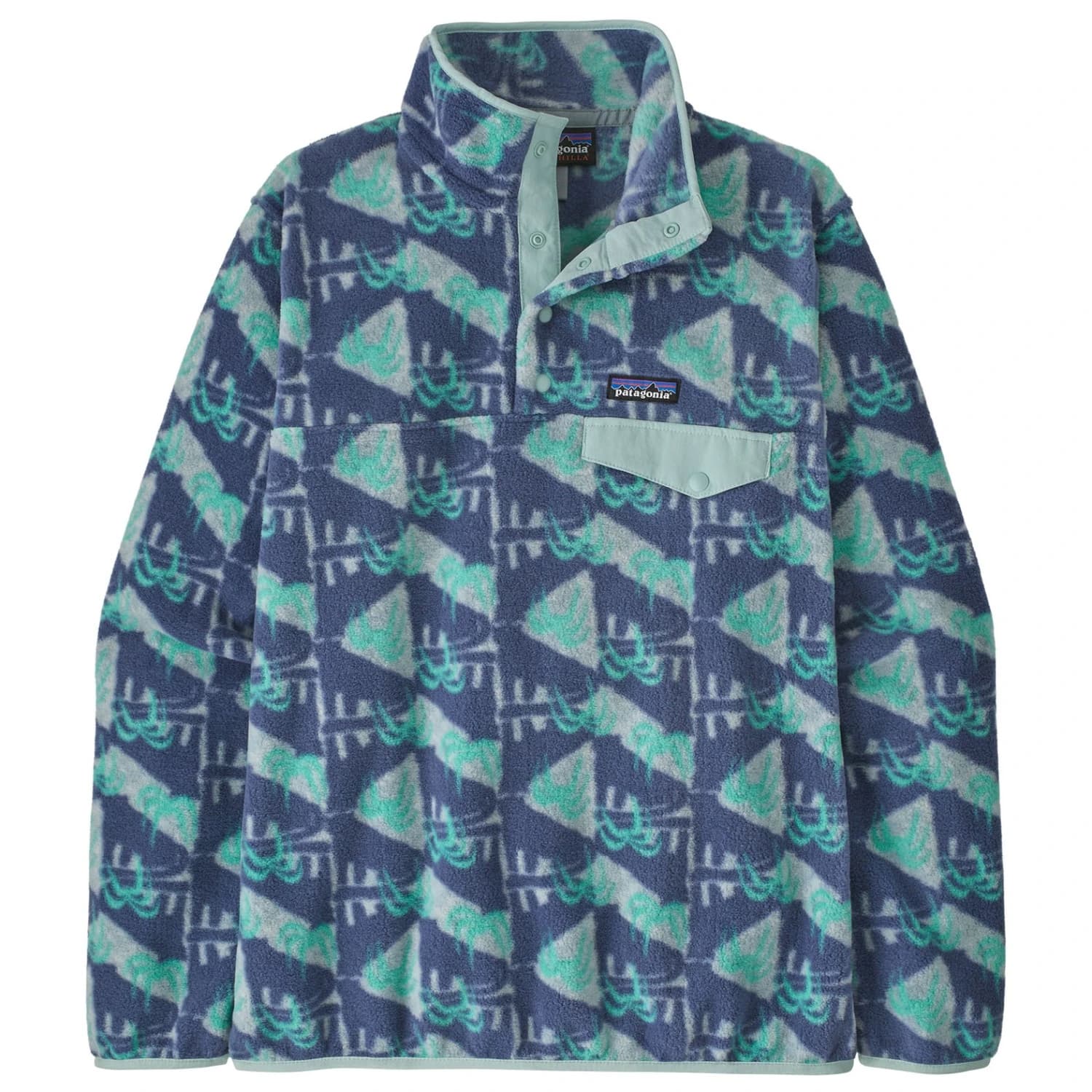 Дамски поларен пуловер Patagonia Women's Lightweight Synchilla Snap-T Fleece Pullover Fleece jumper - Jaguar Geo: Blue Sage