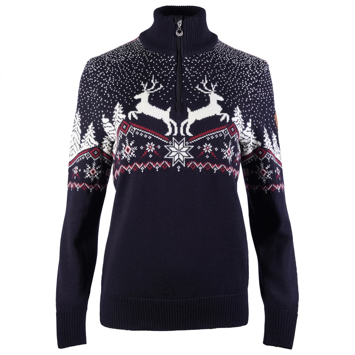 Вълнен пуловер Dale of Norway Women's Dale Christmas Sweater Merino jumper - Navy / Off White / Red Rose