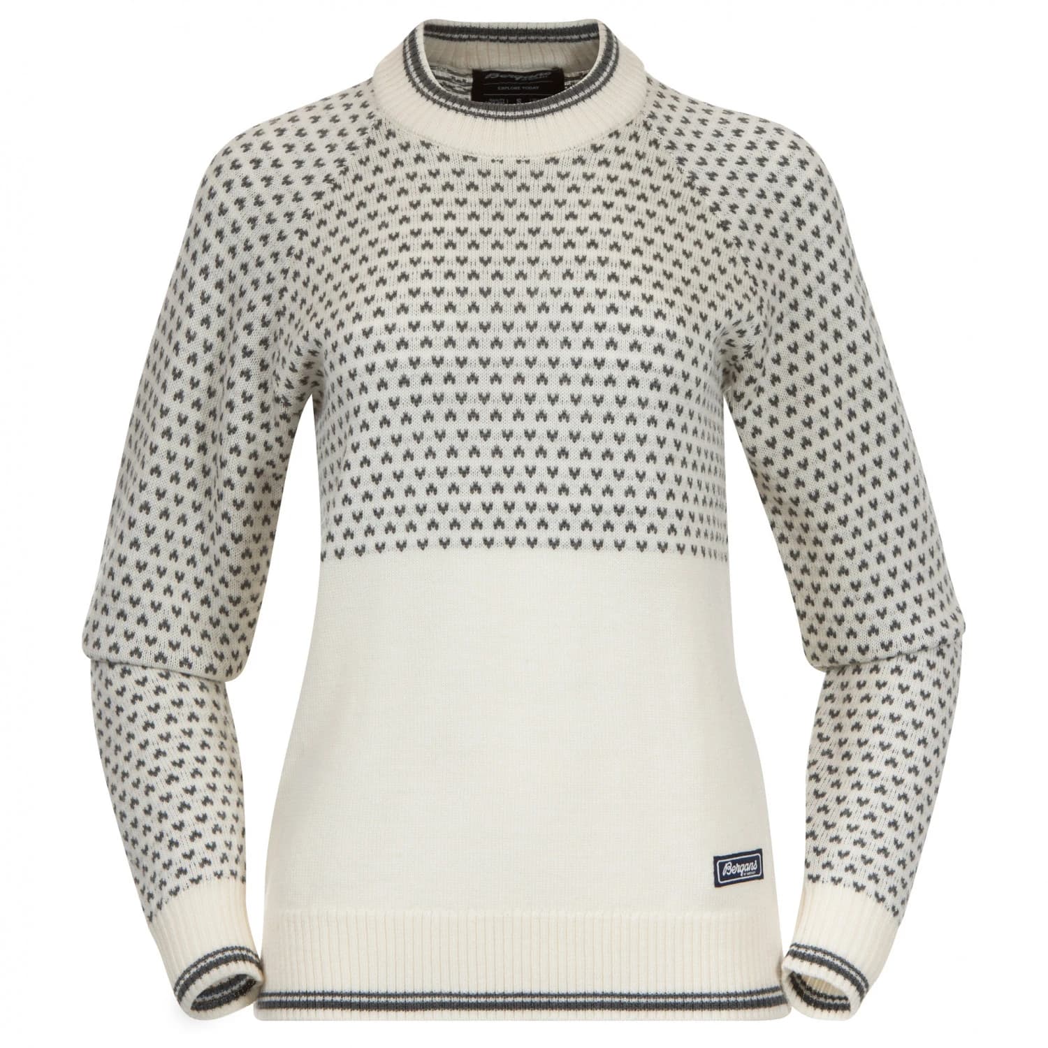 Дамски норвежки пуловер Bergans Women's Alvdal Wool Jumper Merino jumper - Vanilla White / Solid Dark Grey