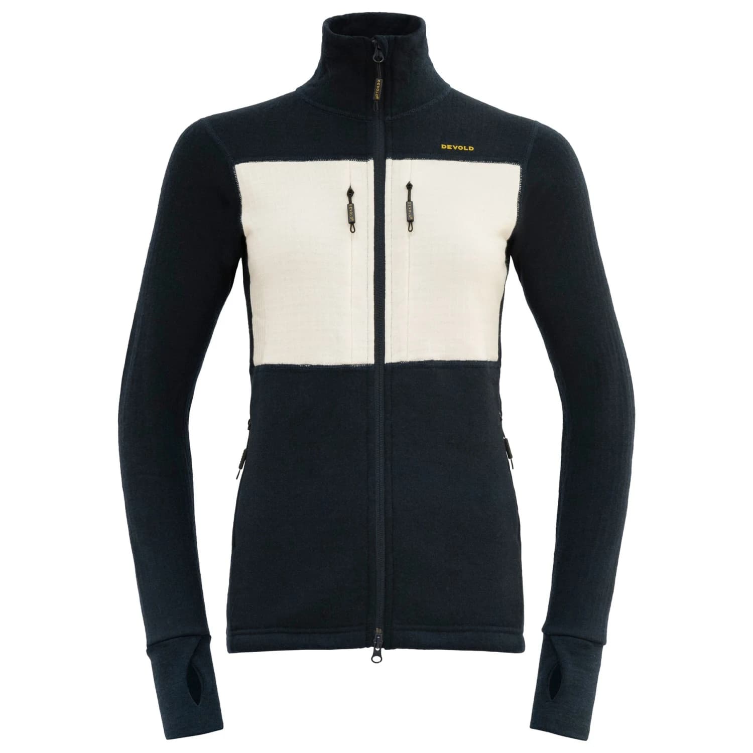 Дамско вълнено яке Devold Women's Egga Grid Merino Jacket Merino jacket - Ink / Off-White