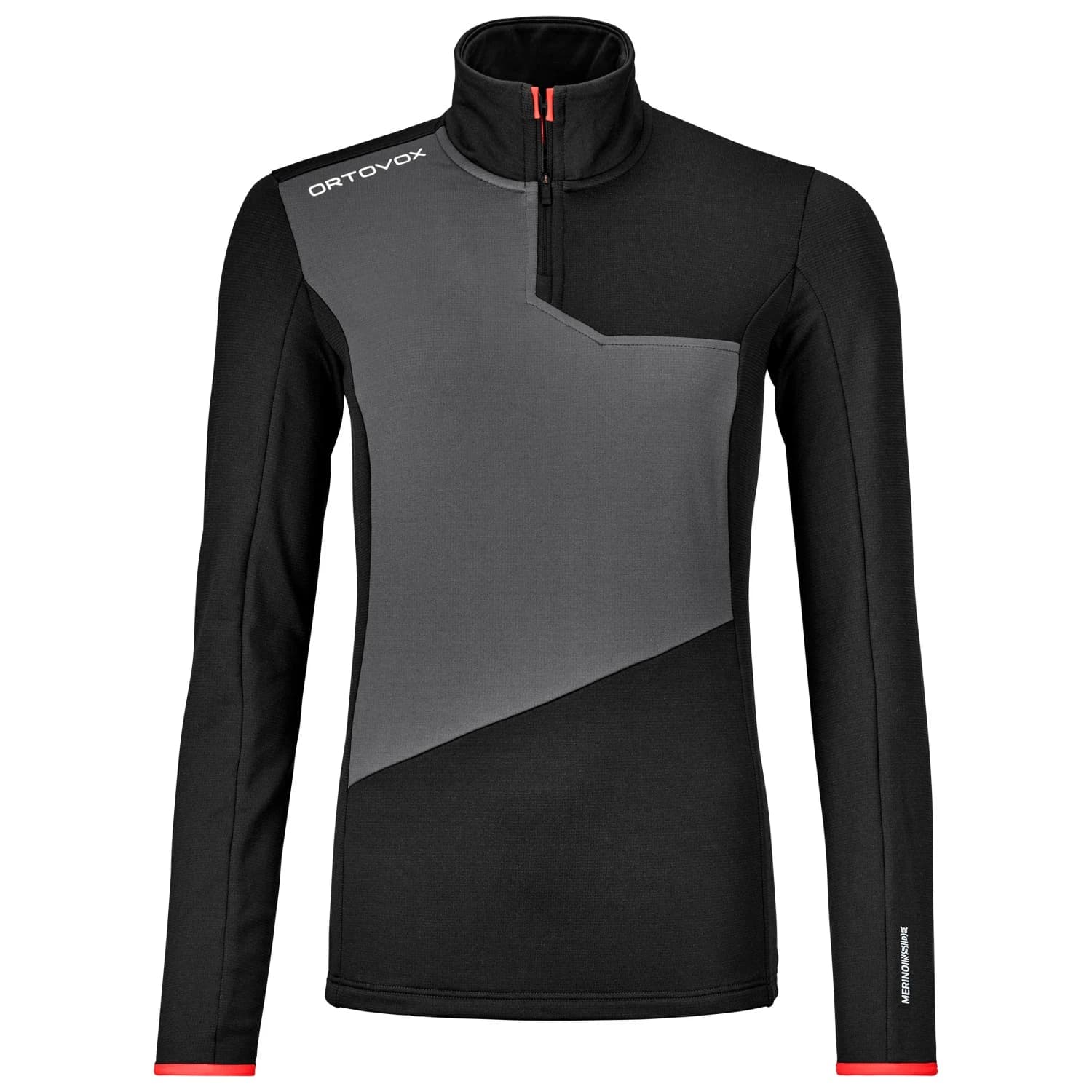 Дамски вълнен пуловер Ortovox Women's Fleece Light Zip Neck Fleece jumper - Black Raven