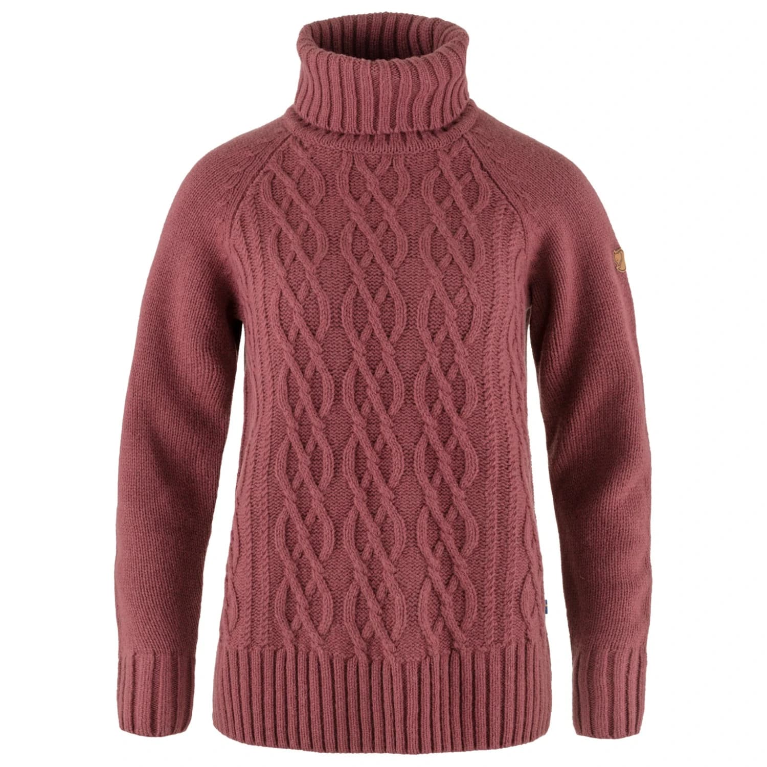 Дамски вълнен пуловер Fjällräven Women's Övik Cable Knit Roller Neck Wool jumper - Mesa Purple