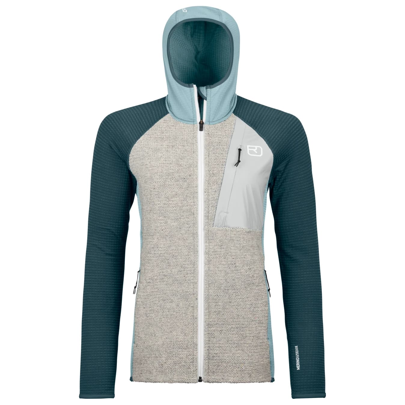 Дамско вълнено яке Ortovox Women's Fleece Grid Plus Classic Knit Hoody Fleece jacket - Glacier Grey