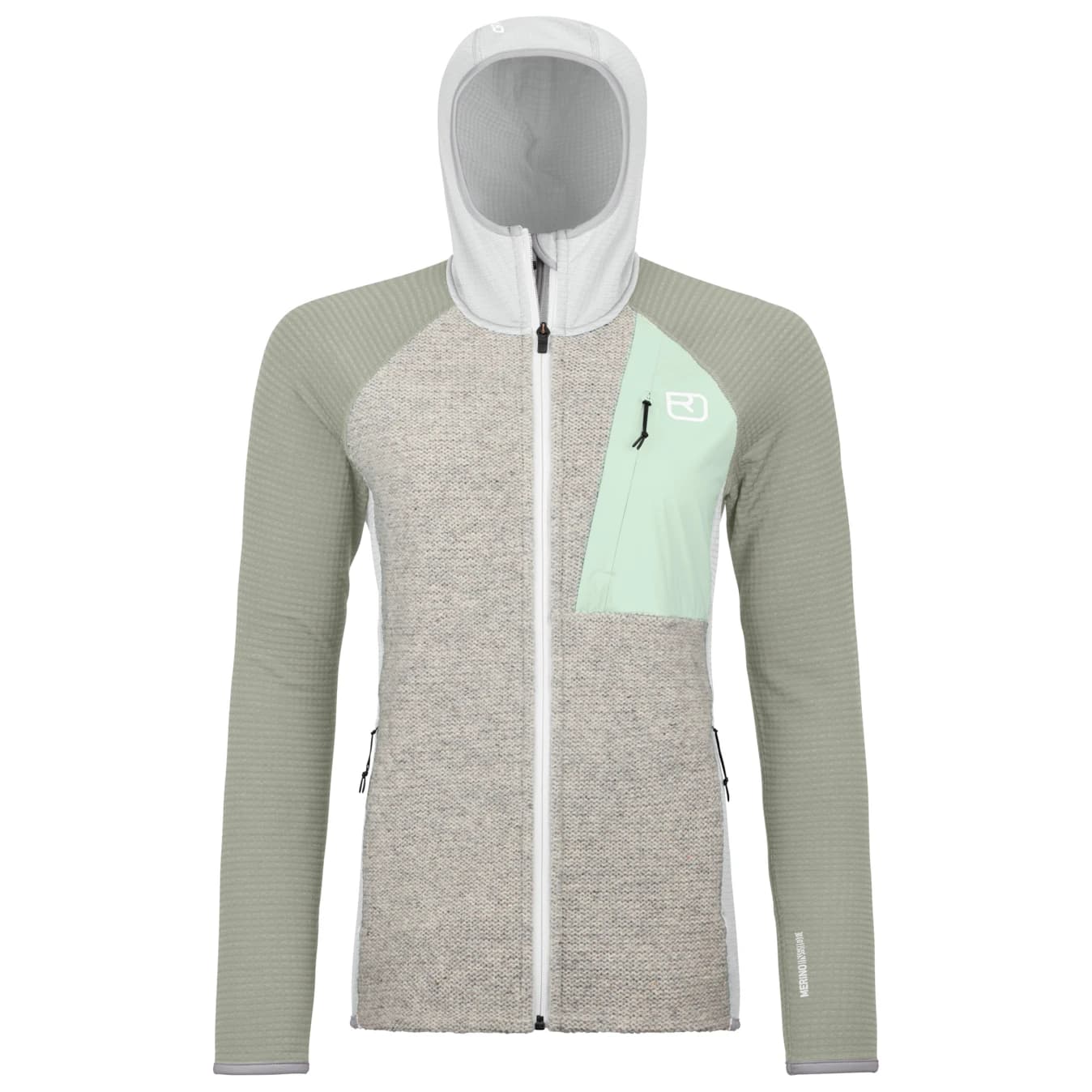 Дамско вълнено яке Ortovox Women's Fleece Grid Plus Classic Knit Hoody Fleece jacket - Grey Ice