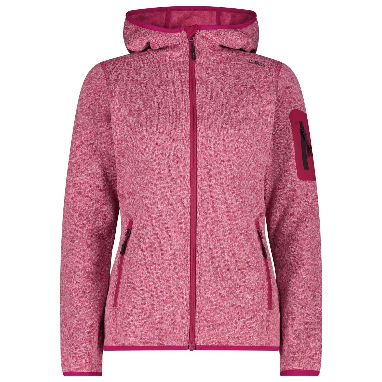 Дамско поларено яке CMP Women's Jacket Fix Hood Jacquard Knitted 3H19826 Fleece jacket - Amaranto / Soft Pink