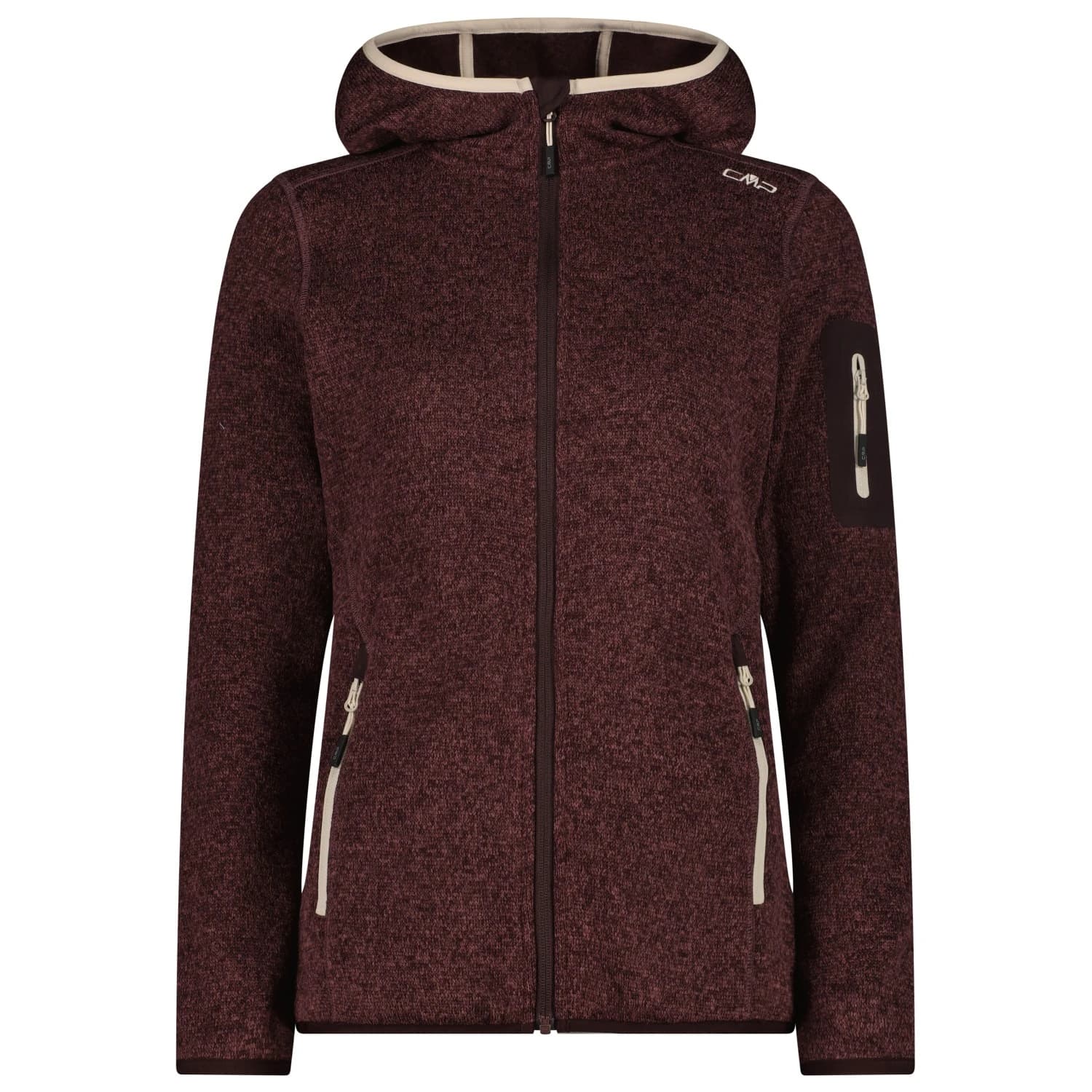 Дамско поларено яке CMP Women's Jacket Fix Hood Jacquard Knitted 3H19826 Fleece jacket - Black Berry / Lighter