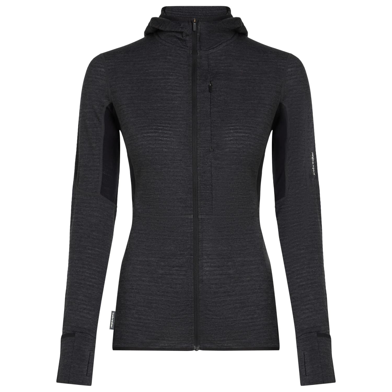 Дамско вълнено яке Icebreaker Women's 200 RealFleece Descender L/S Zip Hoodie Merino hoodie - Jet Heather / Black / CB