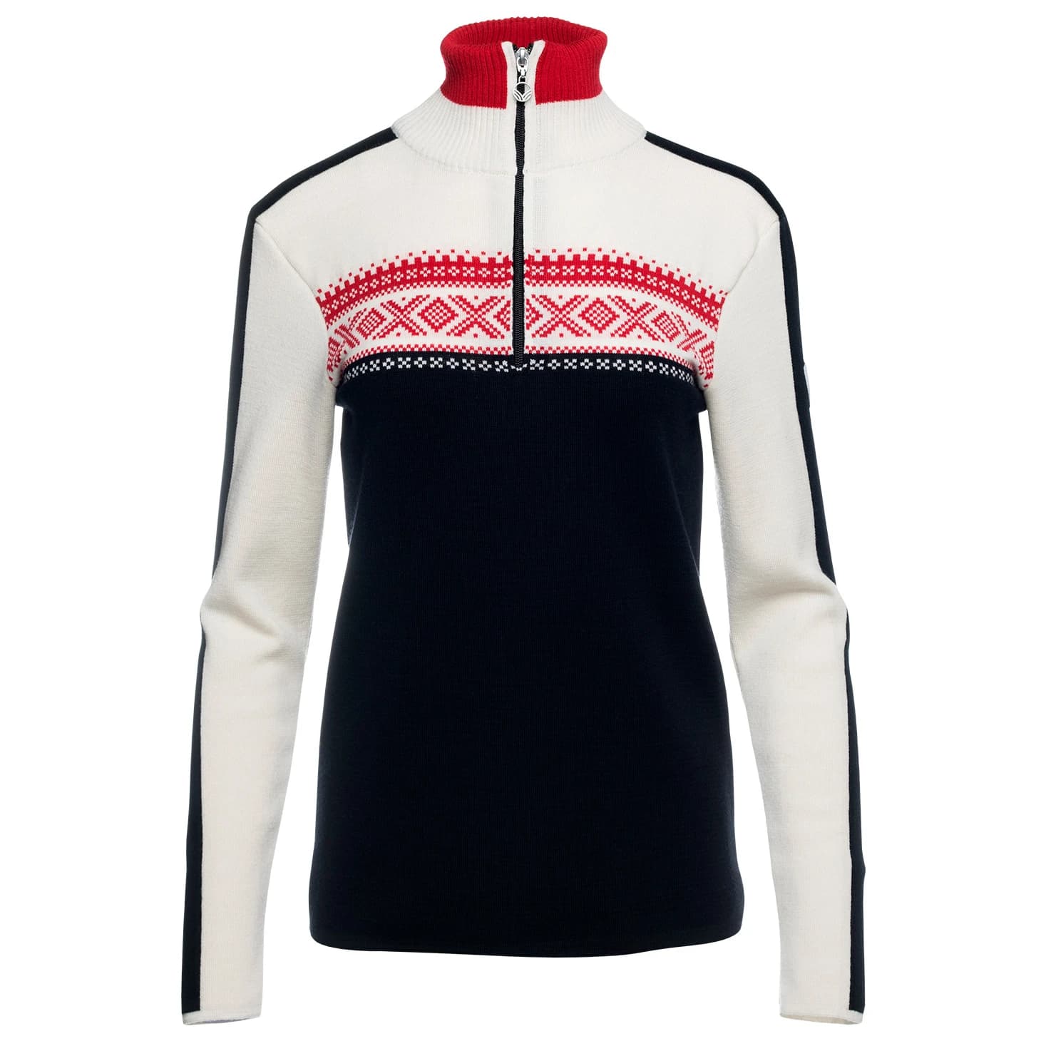 Дамски вълнен пуловер Dale of norway Women's Dystingen Sweater Merino jumper - Black / Off White / Raspberry