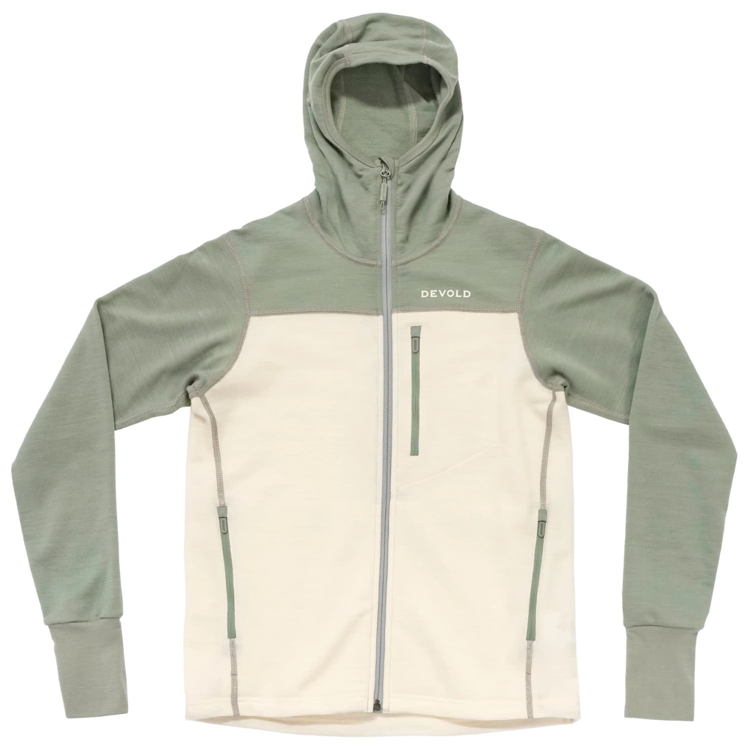 Дамско вълнено яке Devold Women's Explorer Merino Hooded Jacket Merino jacket - Fog / Raw White