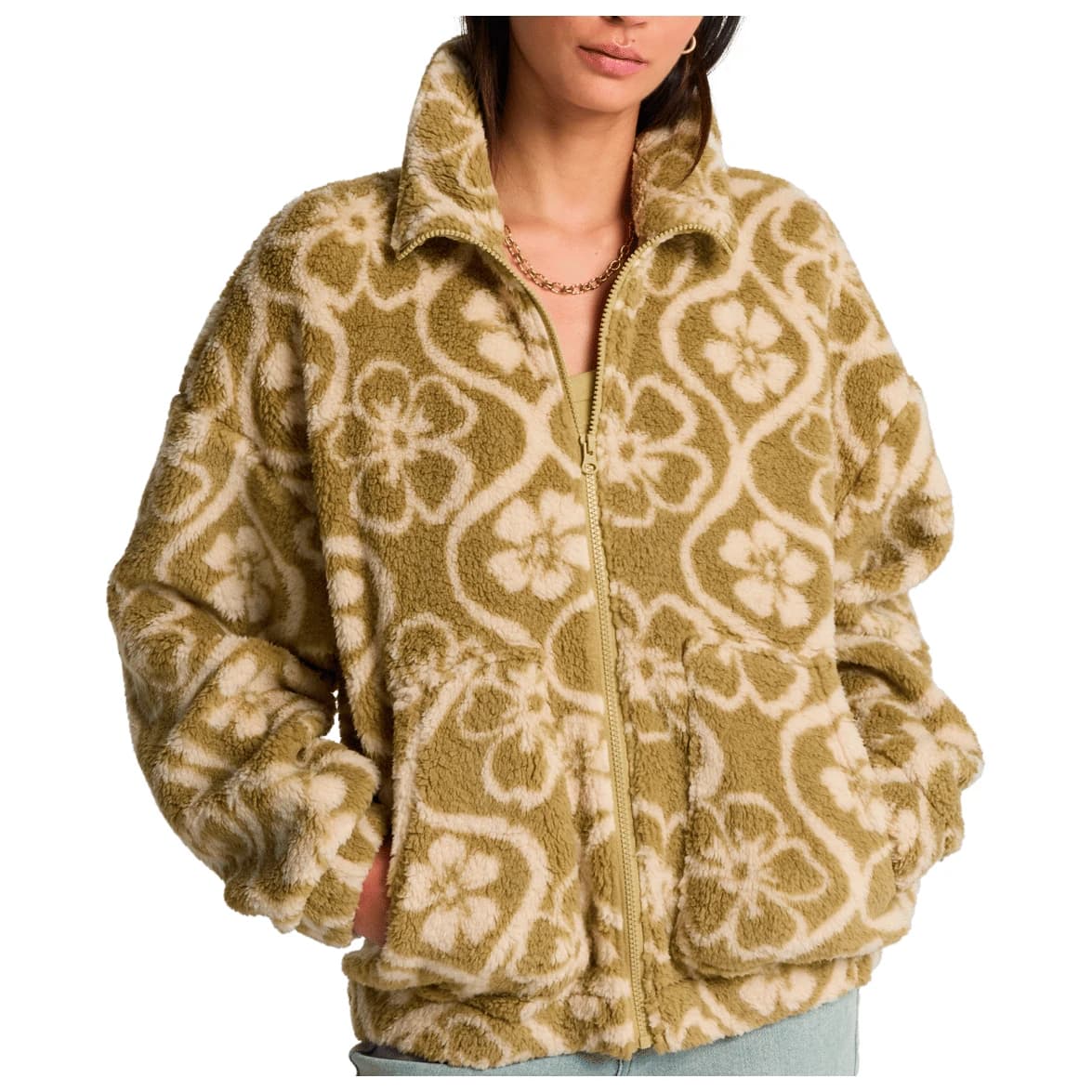 Дамско поларено яке Billabong Women's First Light Fleece jacket - Cactus Green