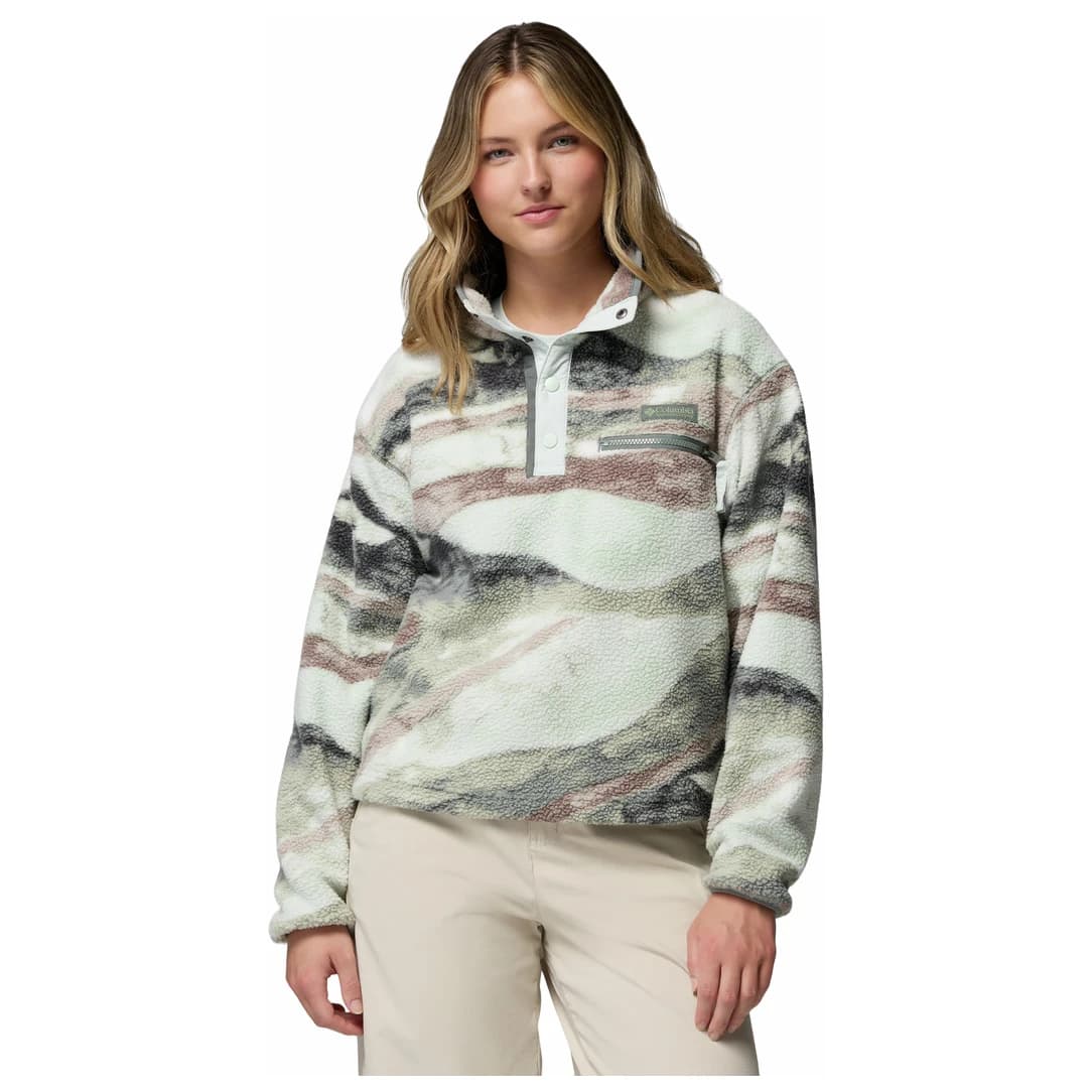 Дамски поларен пуловер Columbia Women's Helvetia II Printed Cropped Half Snap Fleece jumper - Sedona Sage / Summits