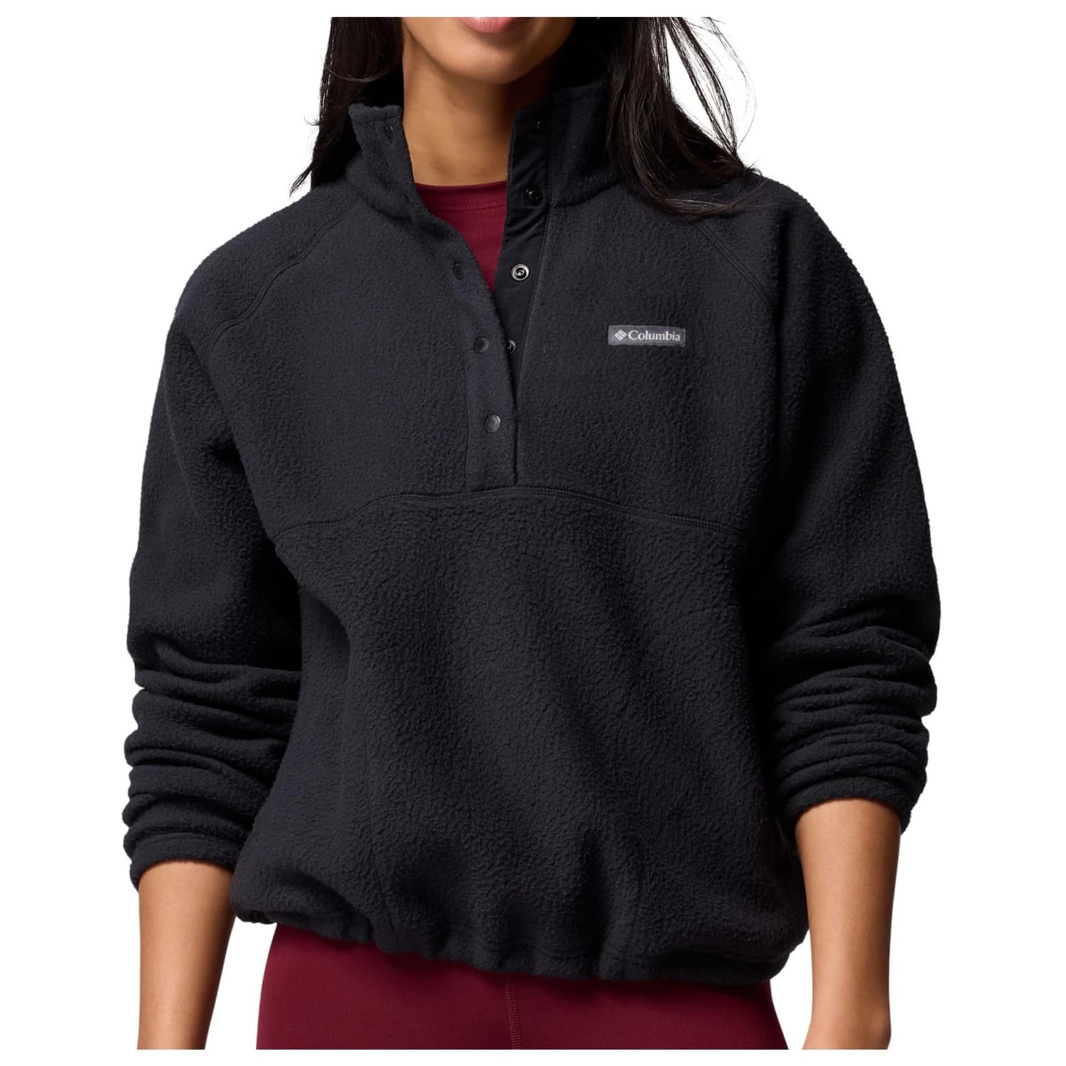 Дамски поларен пуловер Columbia Women's Jasper Ridge Pebbled Fleece Half Snap Fleece jumper - Black