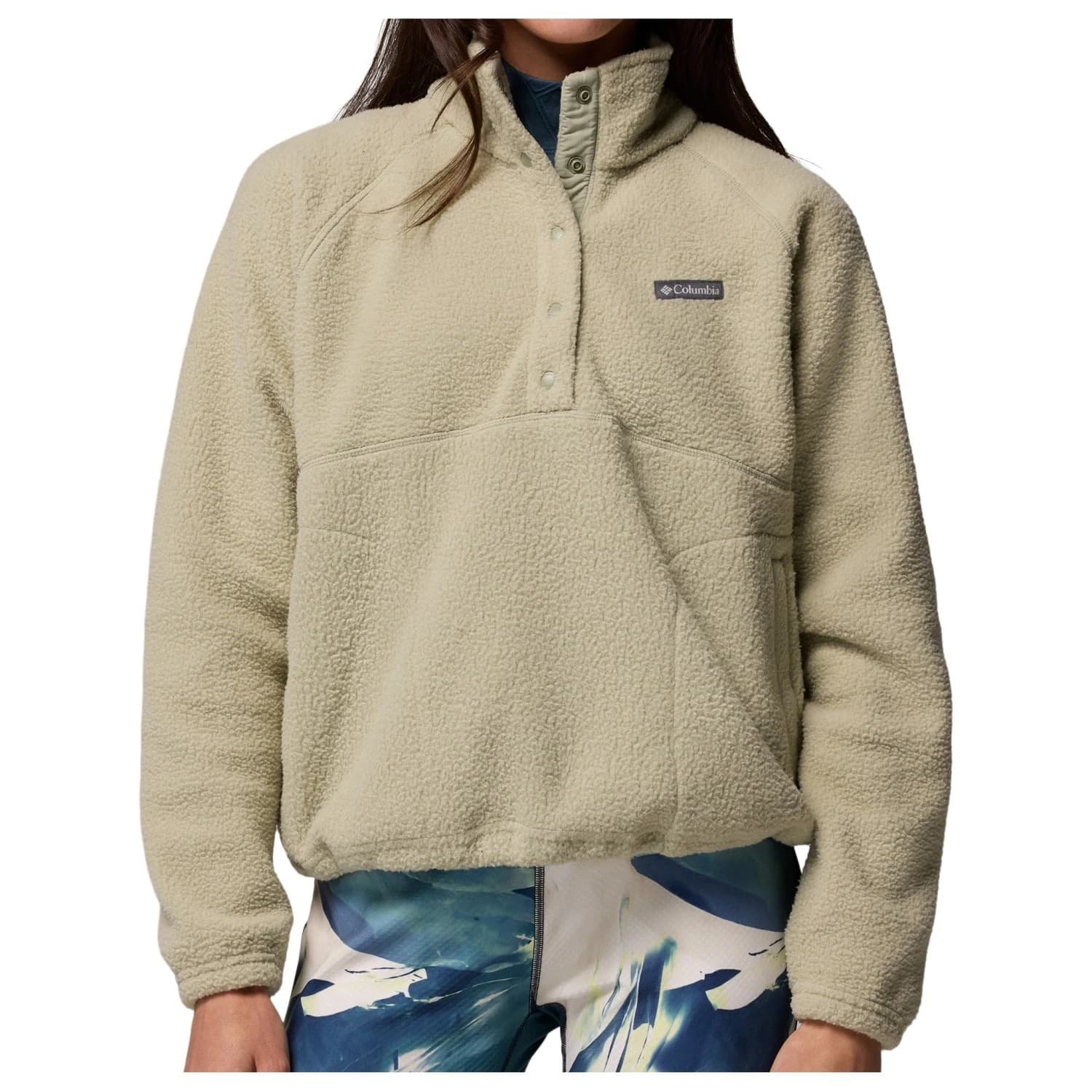 Дамски поларен пуловер Columbia Women's Jasper Ridge Pebbled Fleece Half Snap Fleece jumper - Safari
