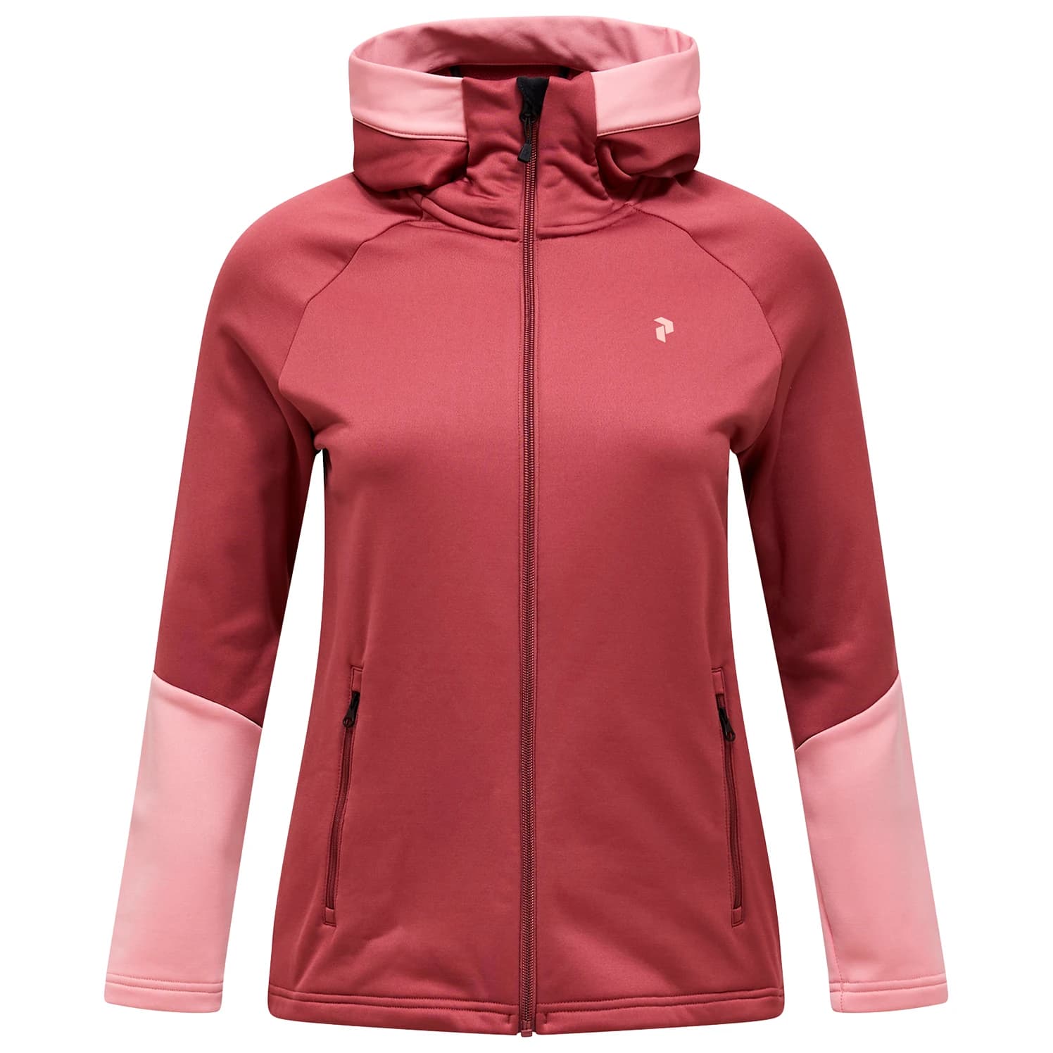 Дамско поларено яке Peak Performance Women's Rider Essentials Zip Hood Fleece jacket - Wild Rouge