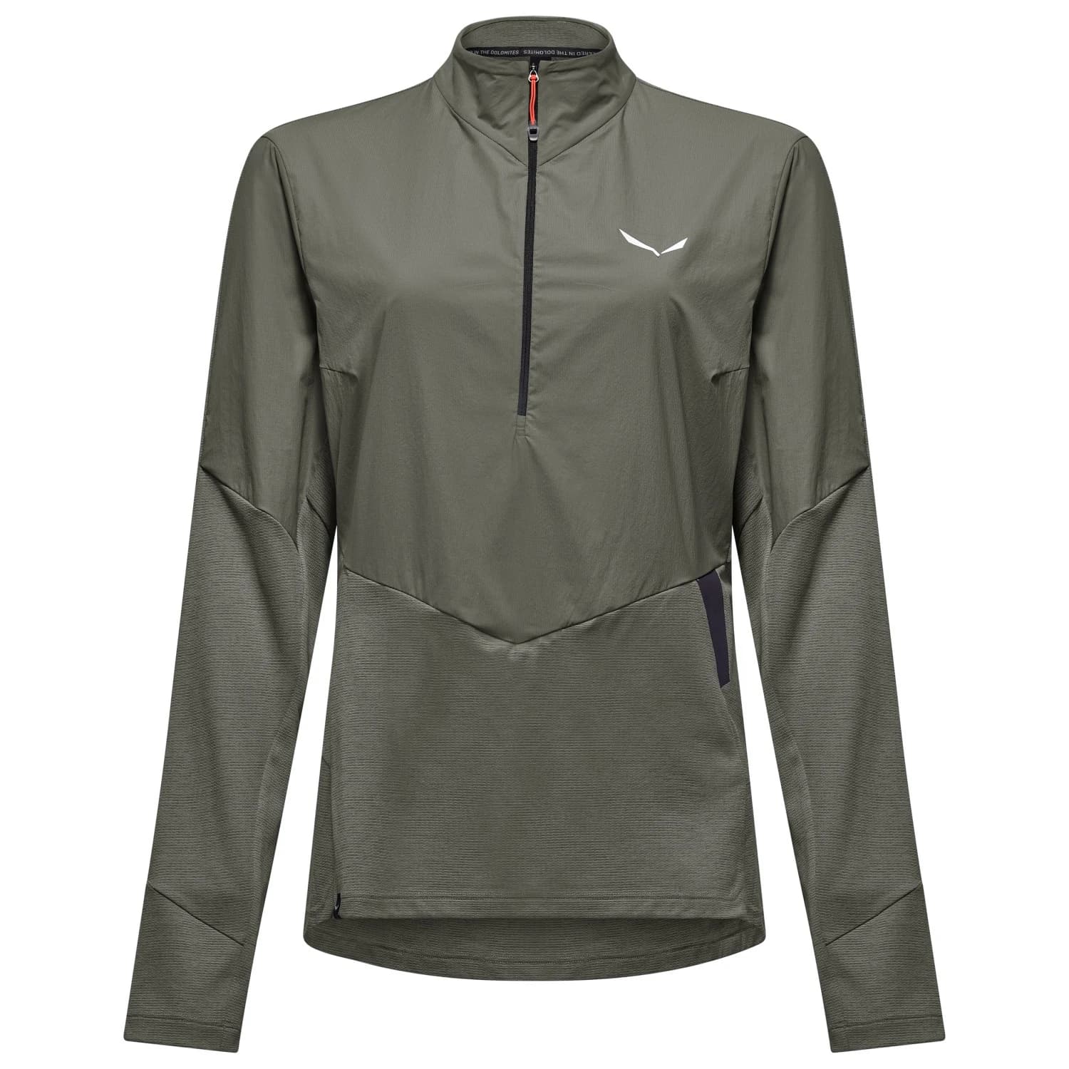 Дамски поларен пуловер Salewa Women's Pedroc Dry Wind HZ Tee Longsleeve - Faded Green