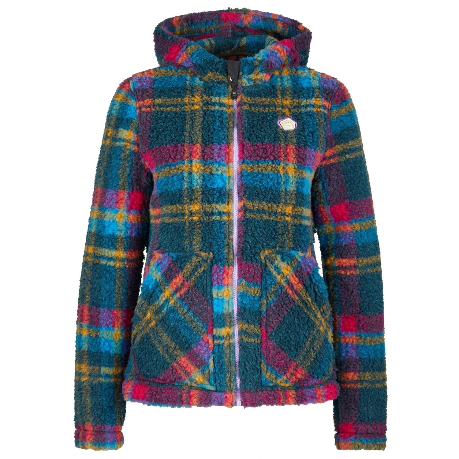 Вълнено яке E9 Women's Anais Zip-up hoodie - Fuxia / Tartan