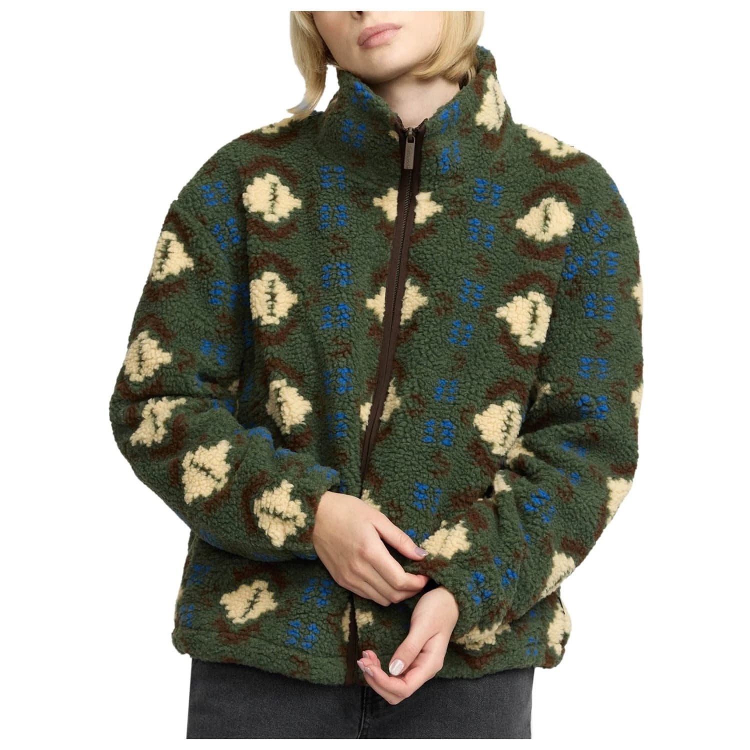Дамско поларено яке Selfhood Women's Printed Teddy Fleece jacket - Green
