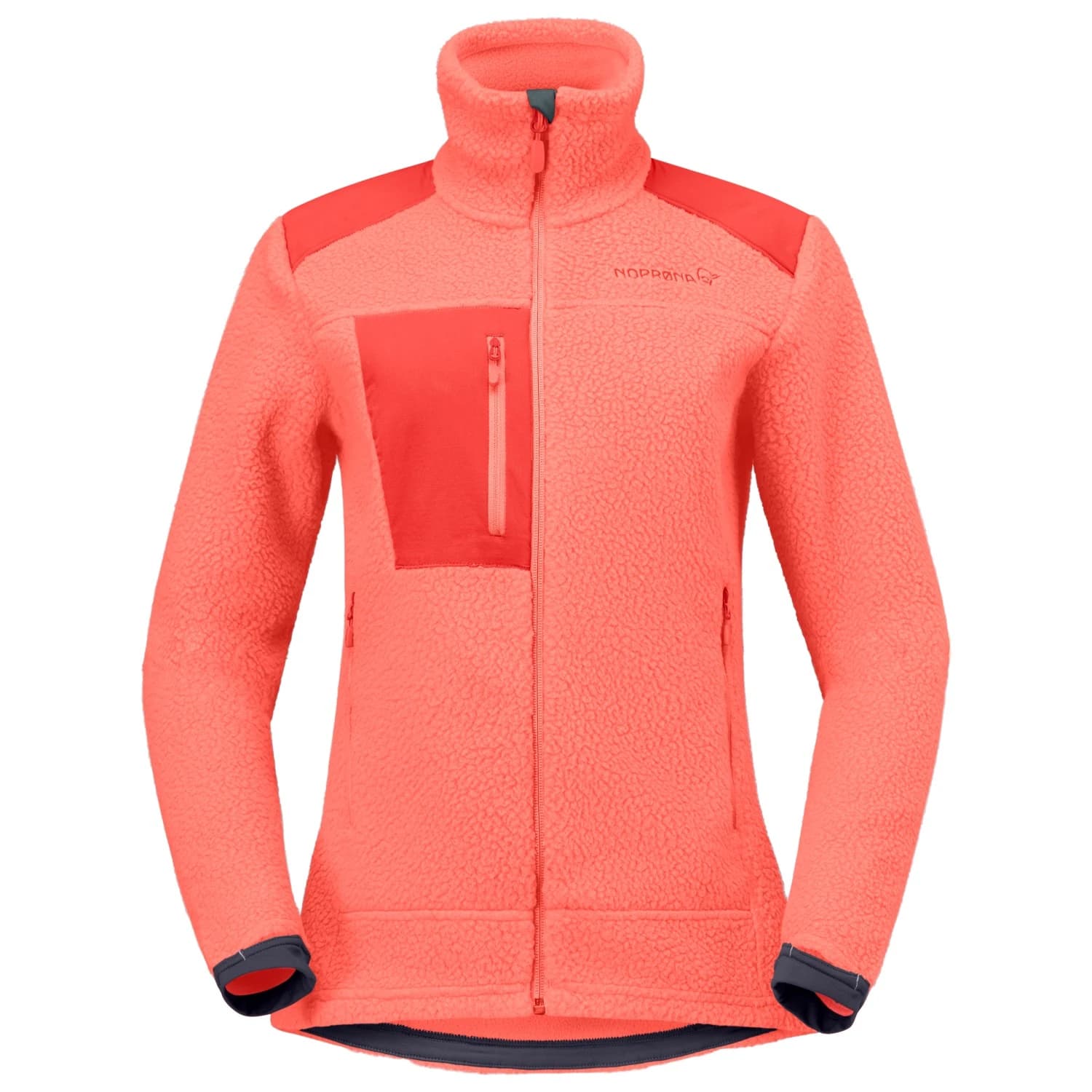 Дамско поларено яке Norrøna Women's Trollveggen Warm3 Jacket Fleece jacket - Deep Sea Coral / Baked Apple