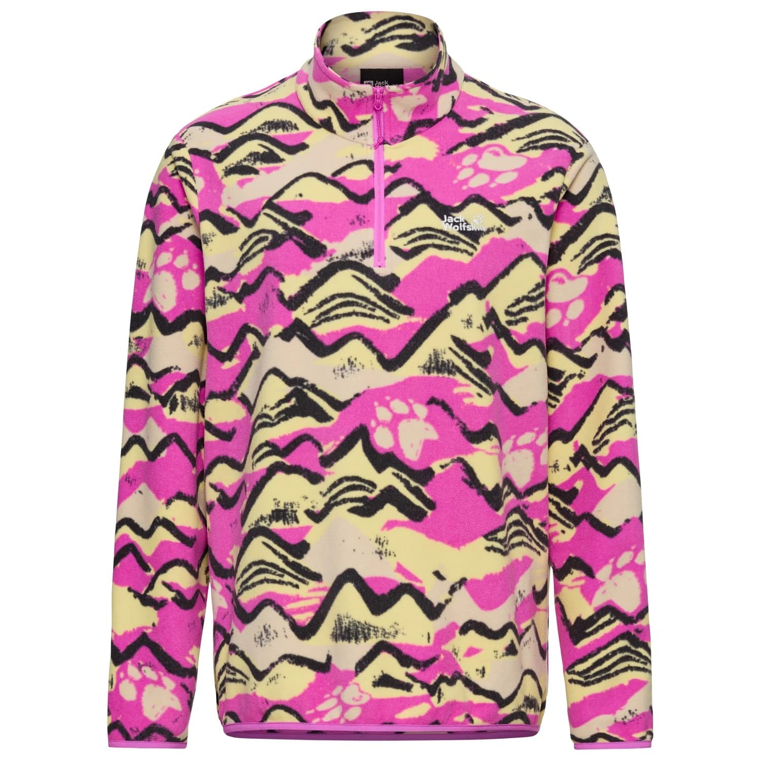 Дамски поларен пуловер Jack Wolfskin Women's Paw Era 100 Print Halfzip Fleece jumper - Mountain Paw Foxglove