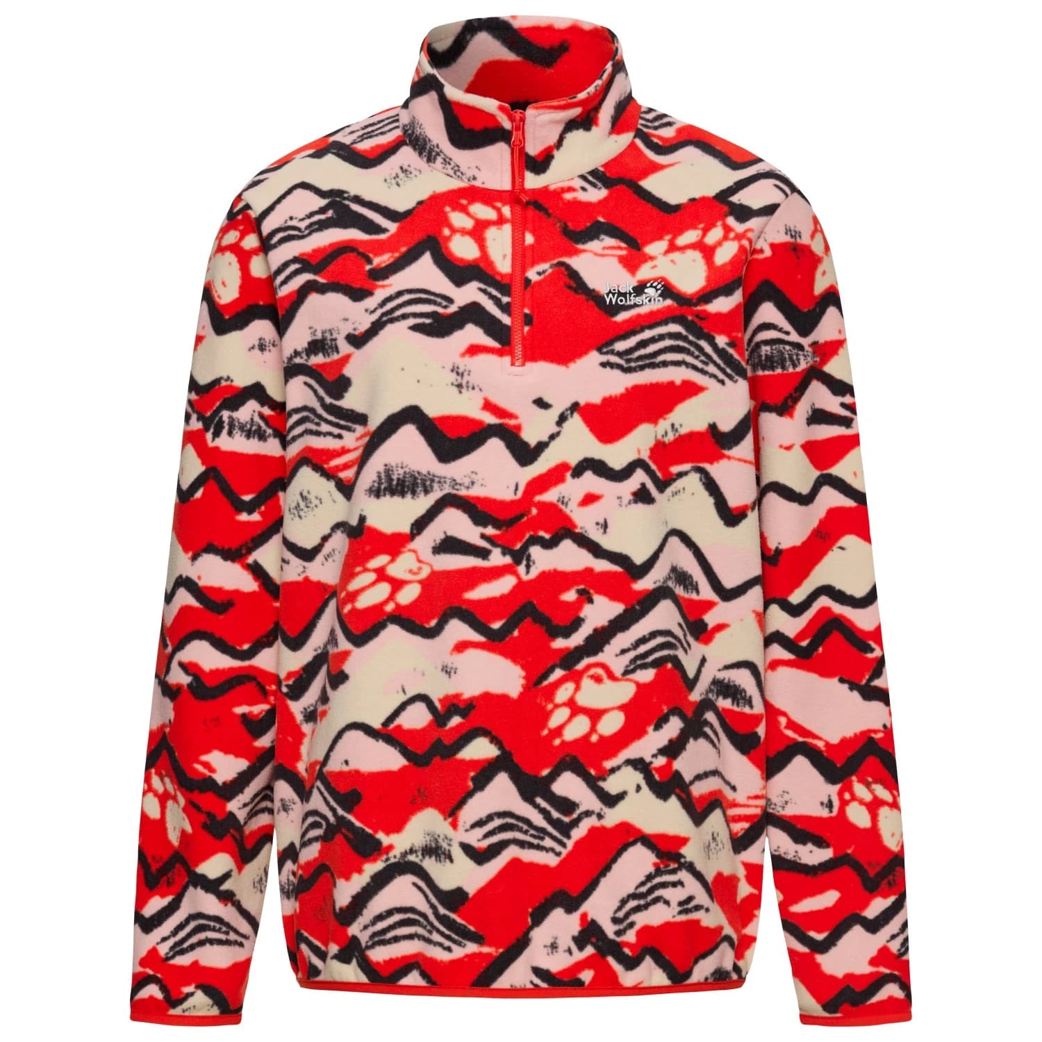 Дамски поларен пуловер Jack Wolfskin Women's Paw Era 100 Print Halfzip Fleece jumper - Mountain Paw Siren Red