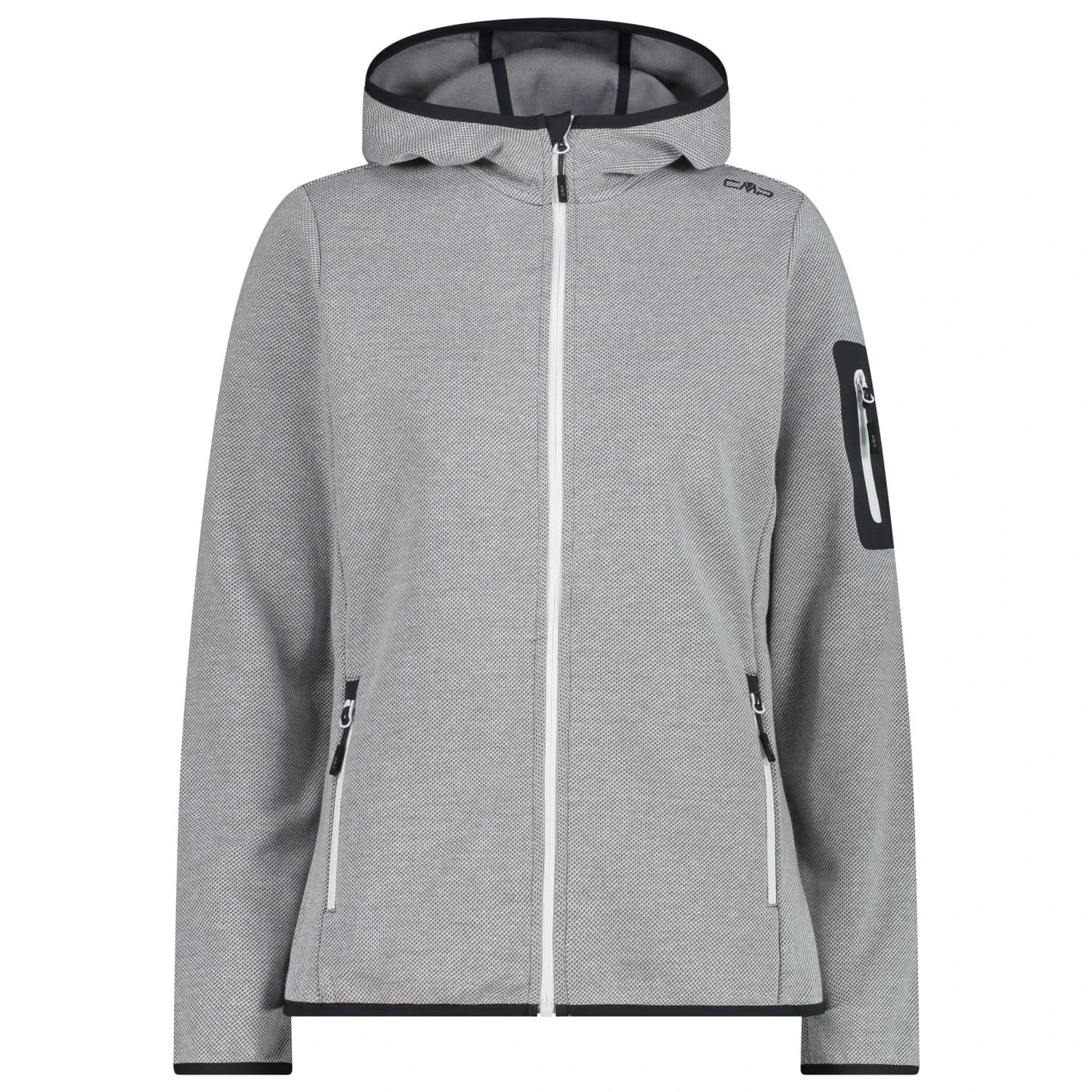 Дамско поларено яке CMP Women's Jacket Fix Hood with Sleeve Pocket Fleece jacket - Bianco / Graffite