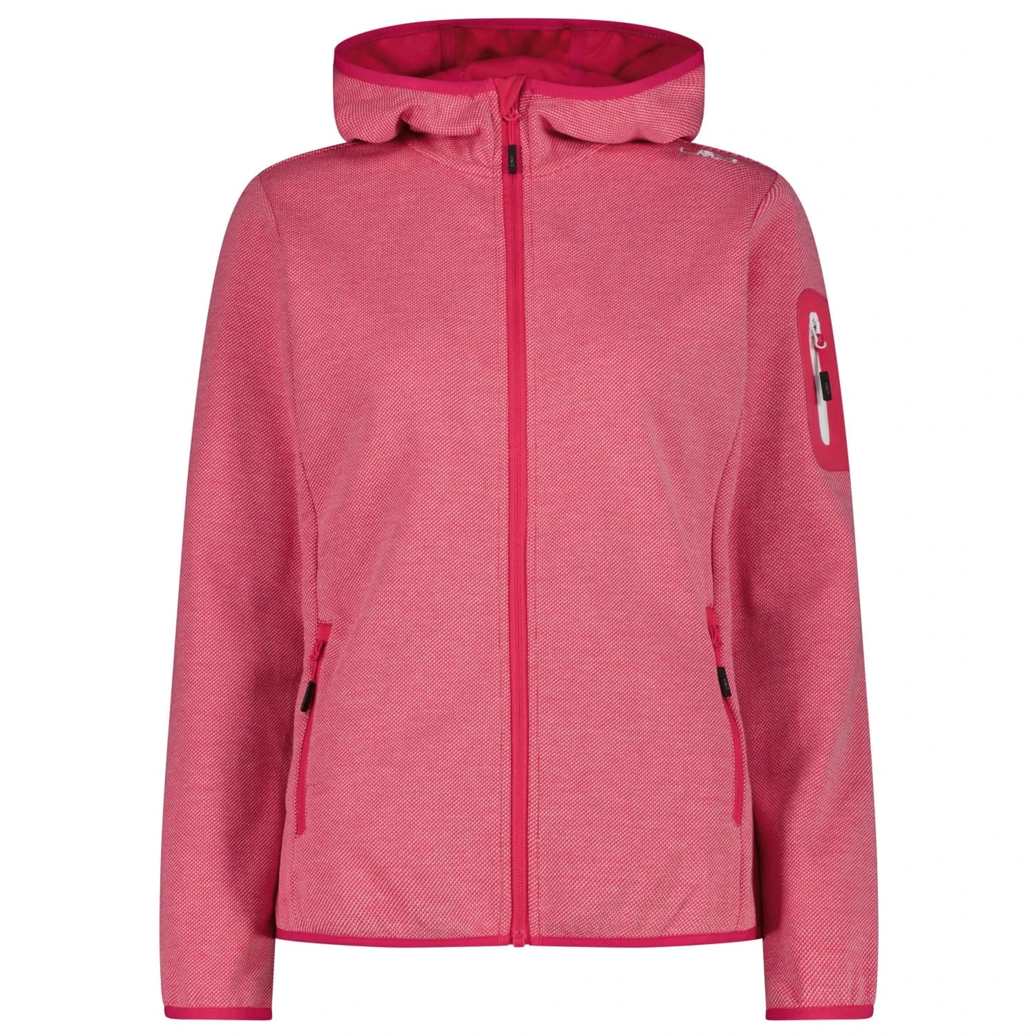 Дамско поларено яке CMP Women's Jacket Fix Hood with Sleeve Pocket Fleece jacket - Magenta / Bianco