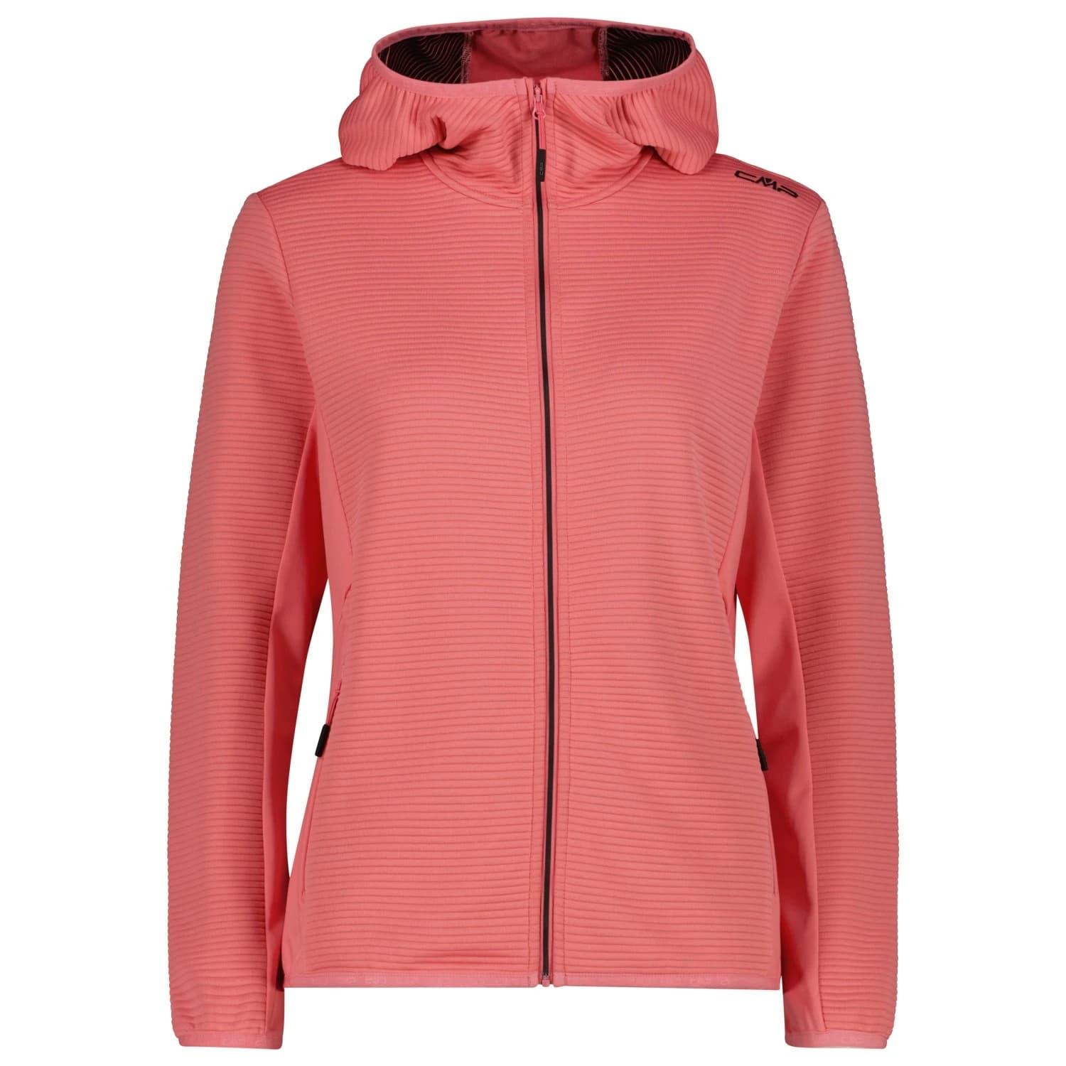 Дамско поларено яке CMP Women's Striped Jacquard Jacket Fix Hood Fleece jacket - Coral