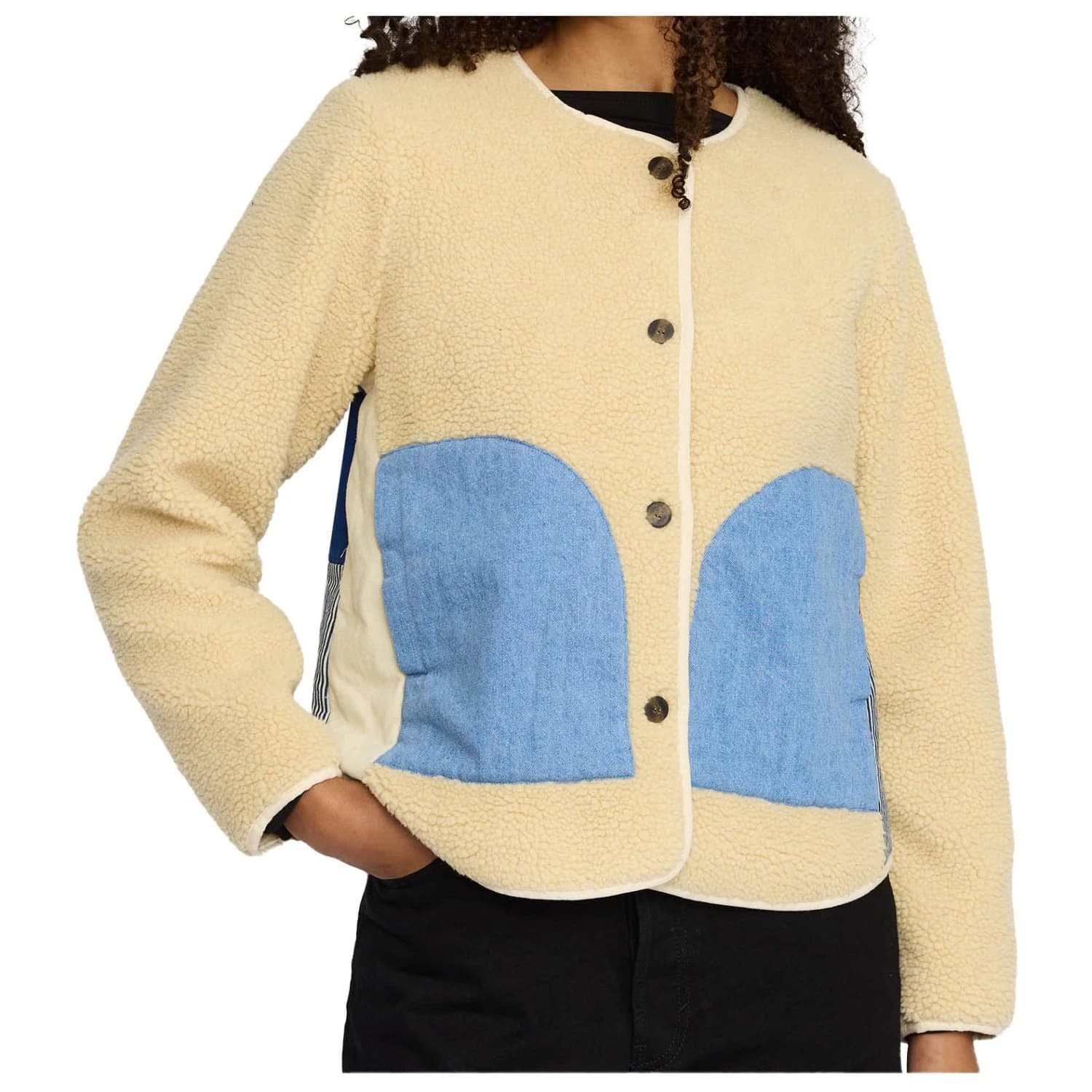 Дамско поларено яке Selfhood Women's Teddy Block Jacket Fleece jacket - Offwhite
