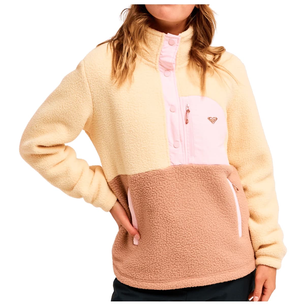 Дамски поларен пуловер Roxy Women's Alabama Fleece jumper - Cafe Au Lait