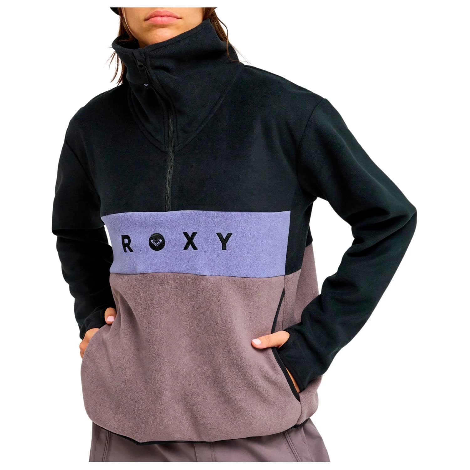 Дамски поларен пуловер Roxy Women's Icedrift Layer Fleece jumper - True Black