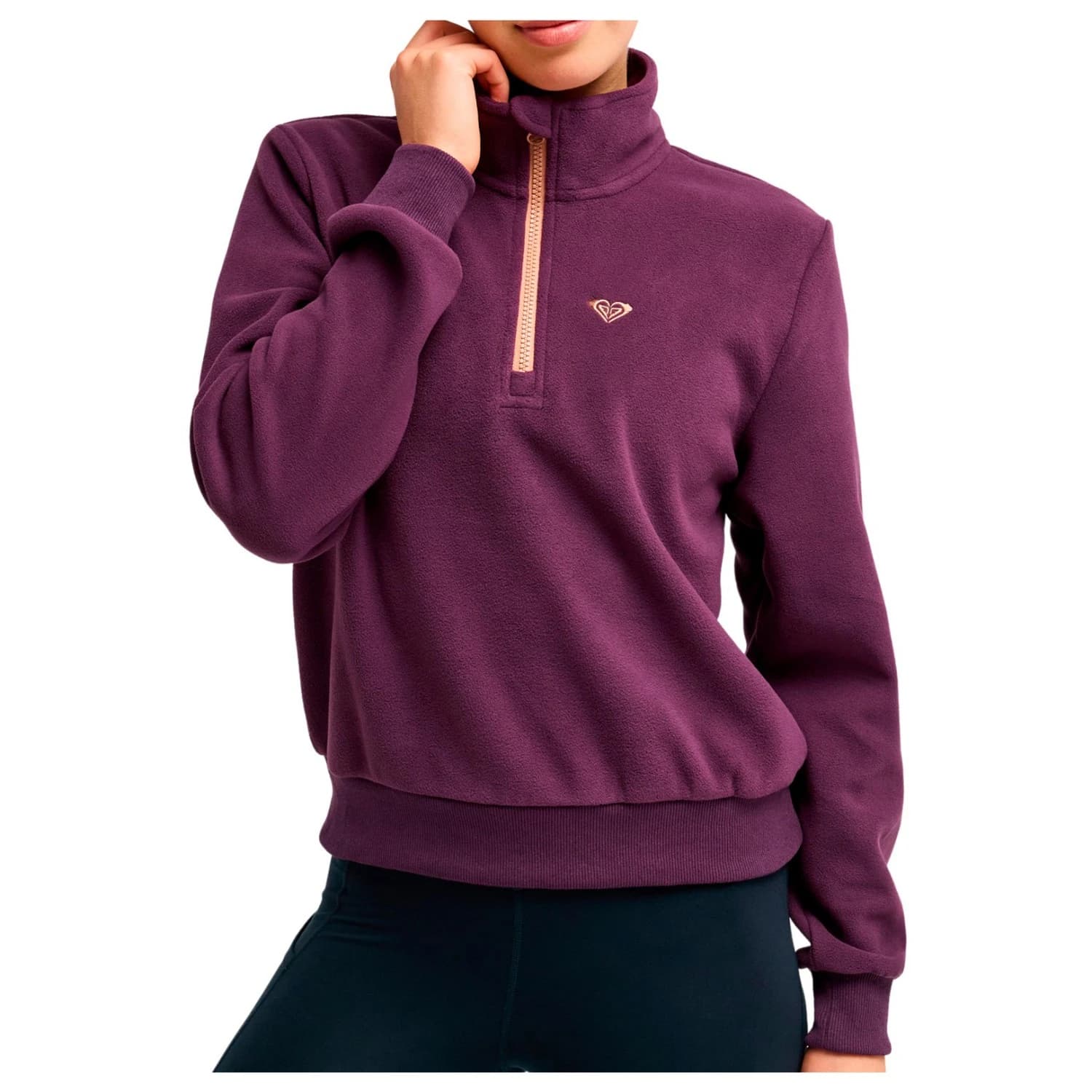 Дамски поларен пуловер Roxy Women's Waves Of Warmth Half Zip Fleece jumper - Blackberry Wine