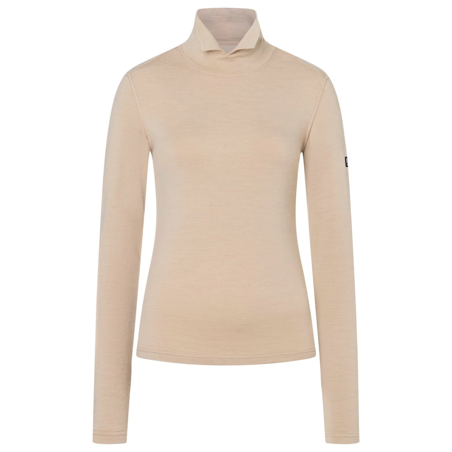 Вълнен пуловер super.natural Women's Split Brush Turtleneck Merino longsleeve - White Pepper