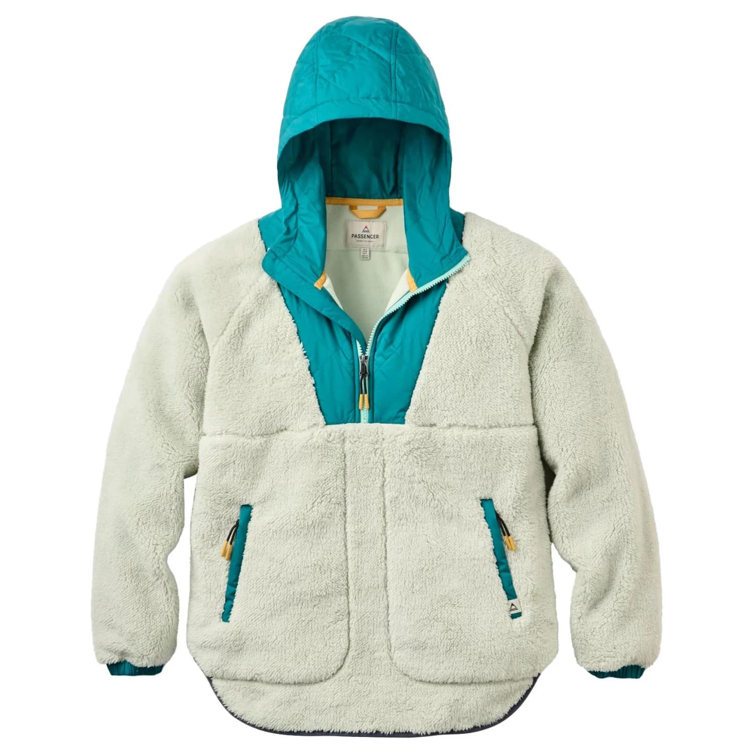 Дамски поларен пуловер Passenger Women's Beaumont Recycled Sherpa Hooded Fleece 2.0 Fleece jumper - Seaglass