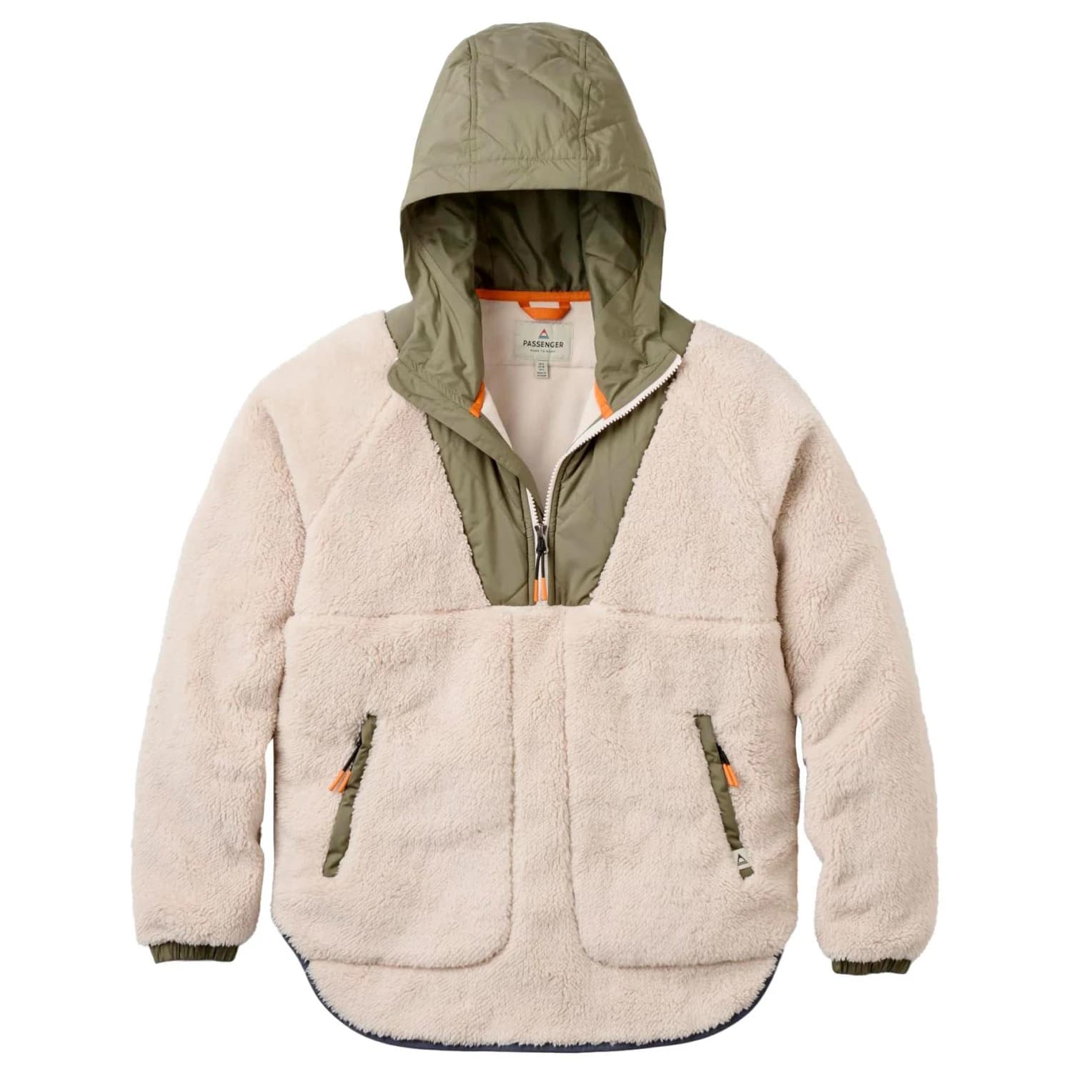 Дамски поларен пуловер Passenger Women's Beaumont Recycled Sherpa Hooded Fleece 2.0 Fleece jumper - Vintage White