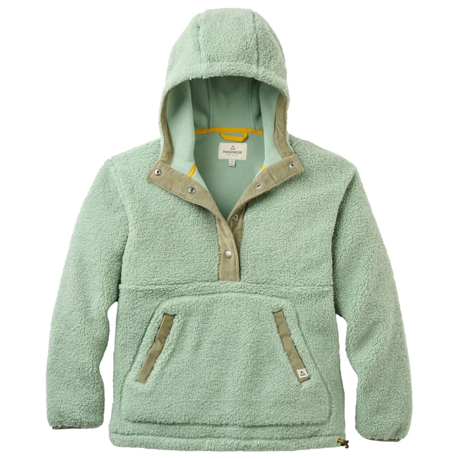 Поларен пуловер Passenger Women's Clover Recycld Sherpa Fleece Hood Pullover Fleece jumper - Pistachio