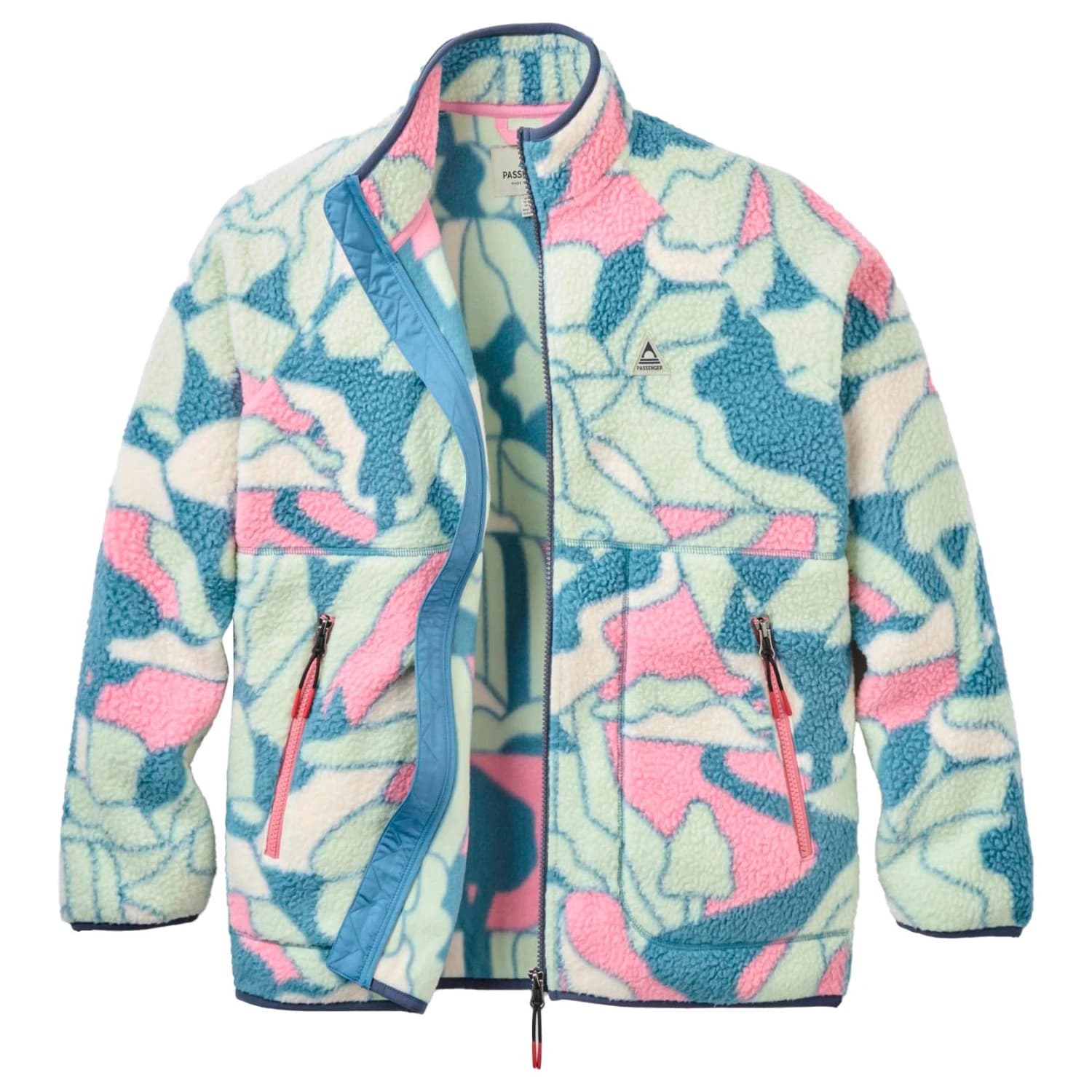 Поларено яке Passenger Women's Home Full Zip Recycled Sherpa Fleece Fleece jacket - Slower Rhythms Stormy Blue