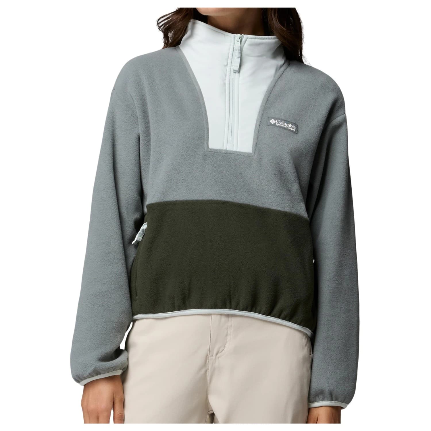 Дамски поларен пуловер Columbia Women's Sequoia Grove II Half Zip Fleece Fleece jumper - Sedona Sage / Greenscape / Tea Light
