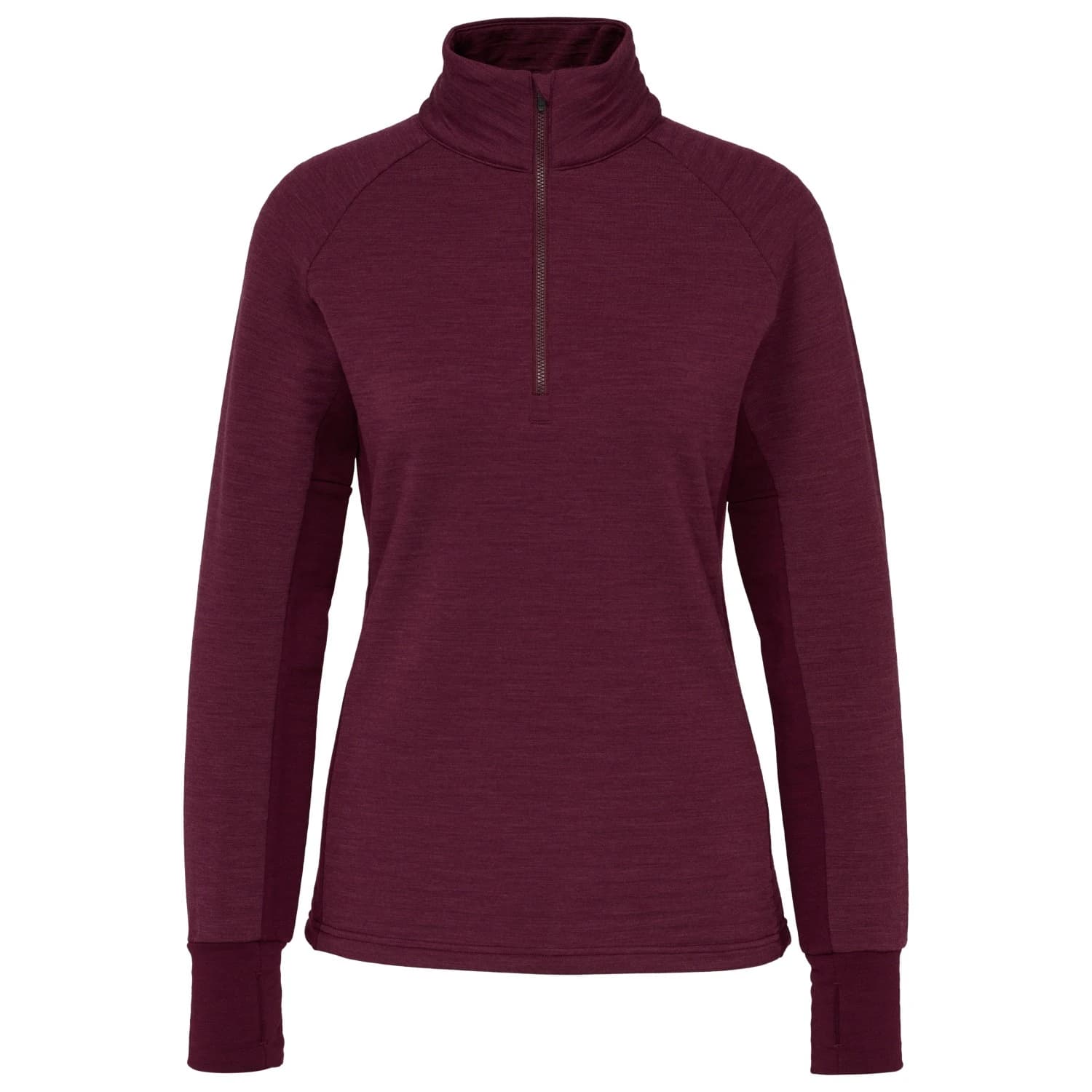 Вълнен пуловер Stoic Women's MerinoFleece260 FlenSt. II Half Zip Merino jumper - Plum Red Melange / Dark Plum Red