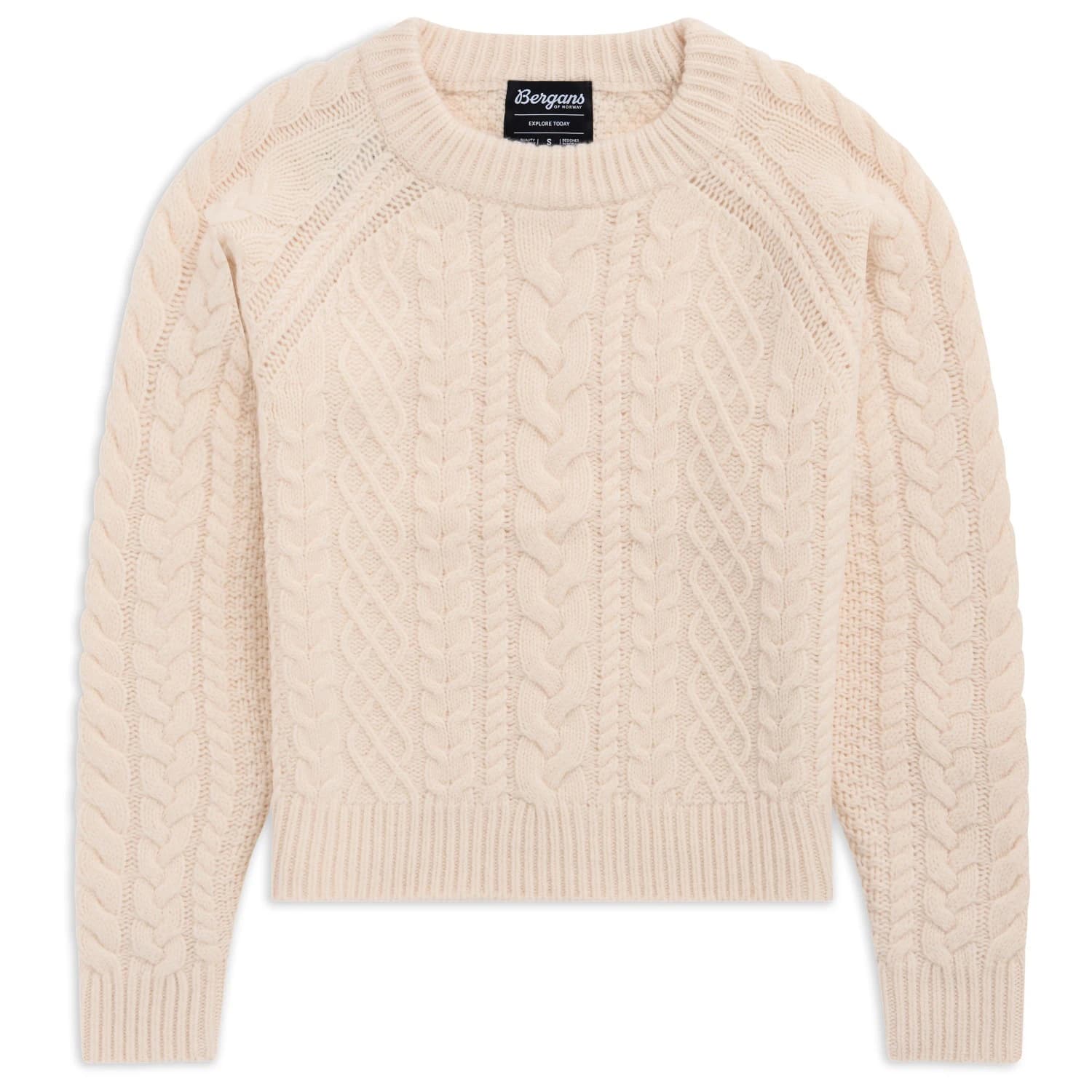 Дамски вълнен пуловер Bergans Women's Lofoten Knitted Wool Jumper Wool jumper - Creme