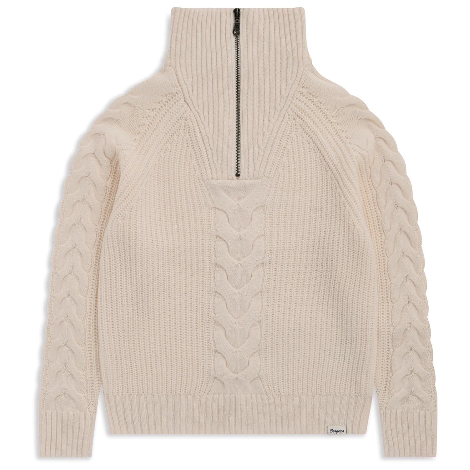 Дамски вълнен пуловер Bergans Women's Milde Knitted Wool Half Zip Merino jumper - Creme