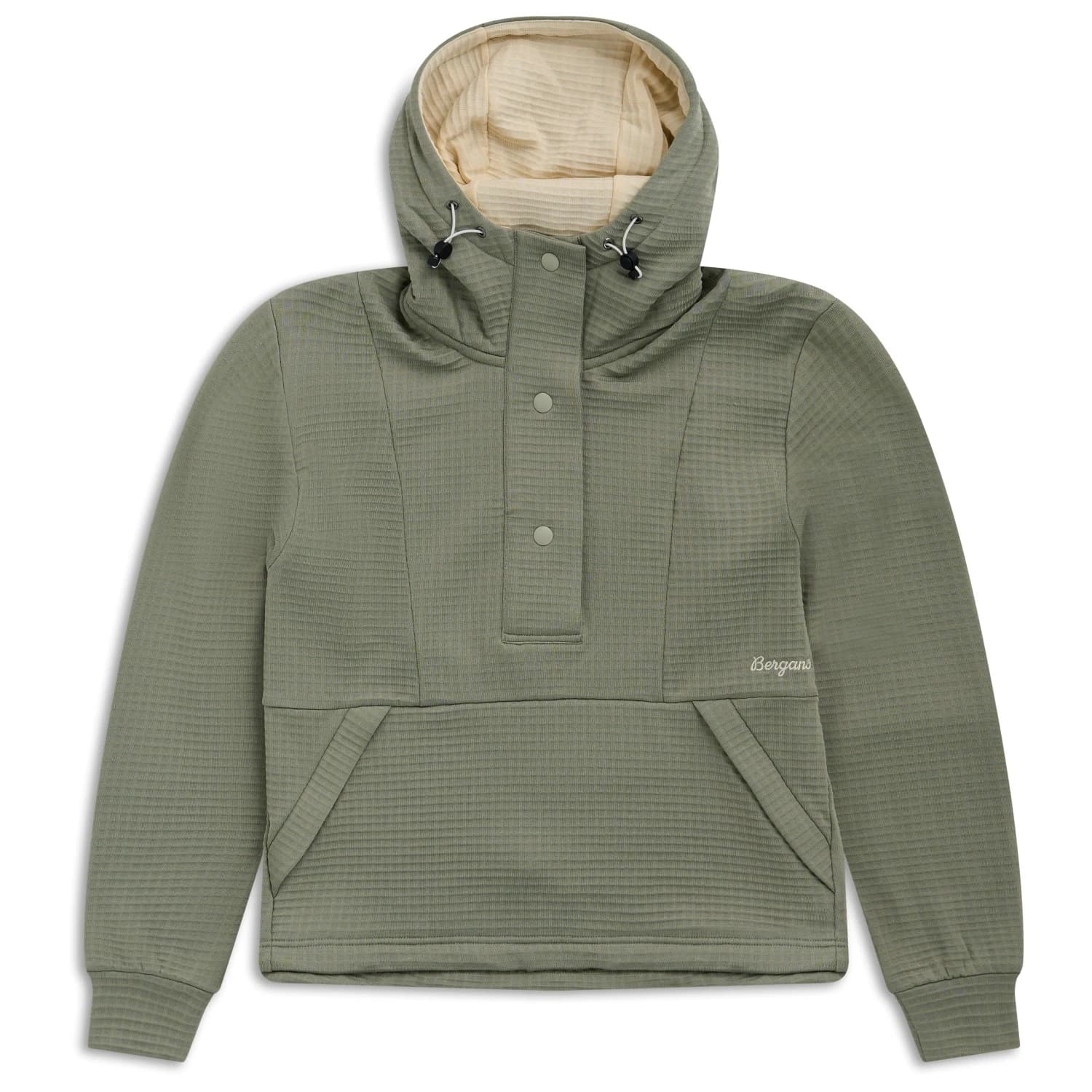 Дамски вълнен пуловер Bergans Women's Vega Wool Hoodie - Light Green Mud