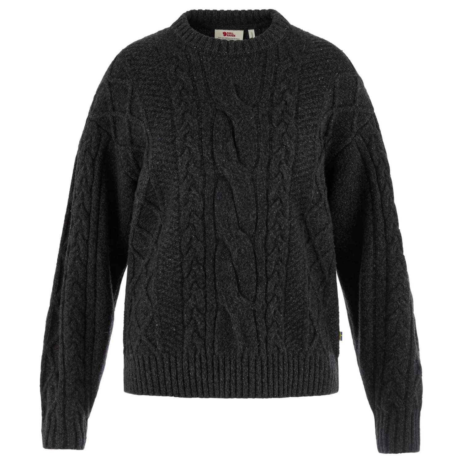 Дамски вълнен пуловер Fjällräven Women's Övik Cable Knit Wool jumper - Black